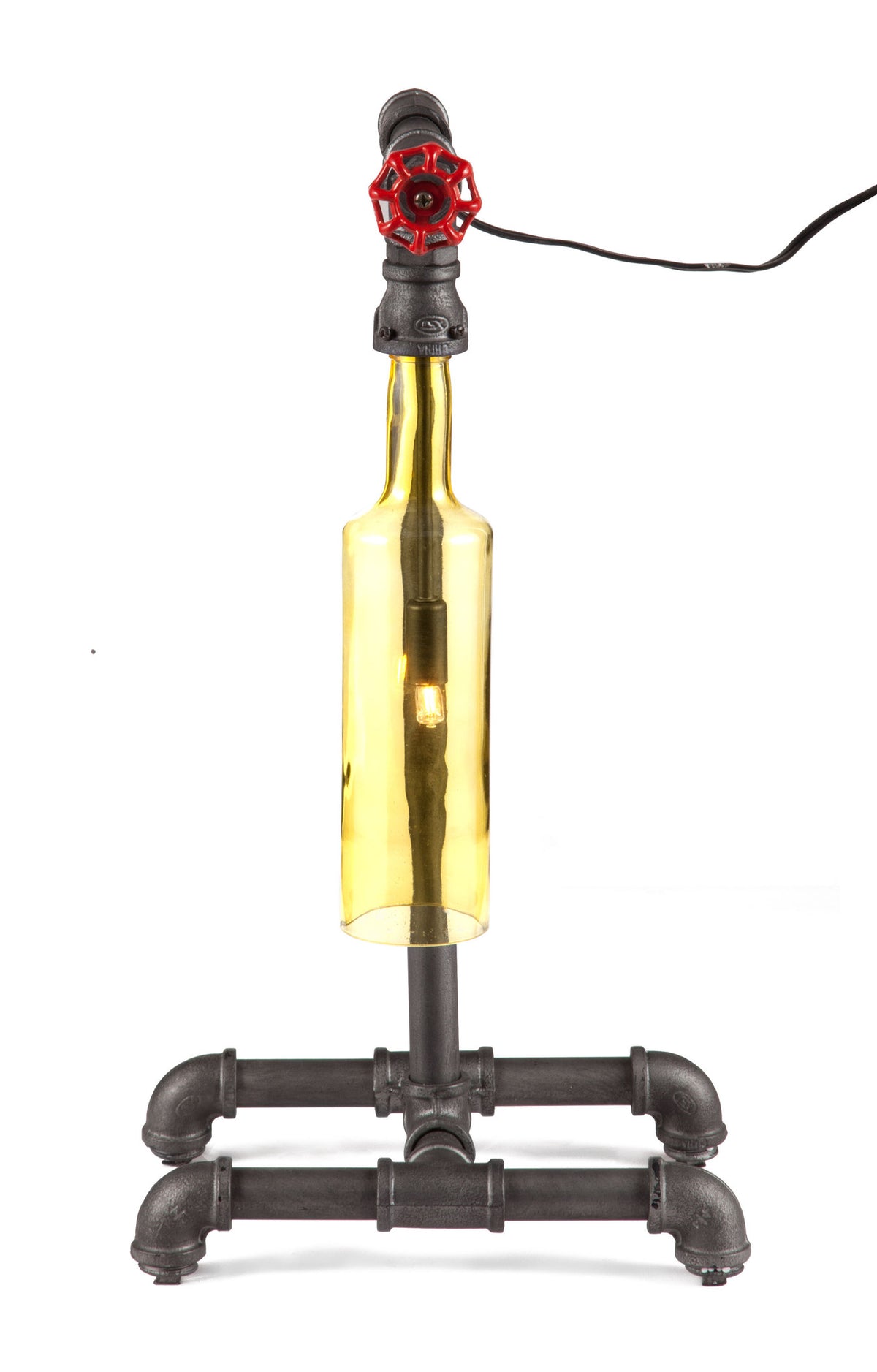 Amber Table Lamp Gray & Orange Glass