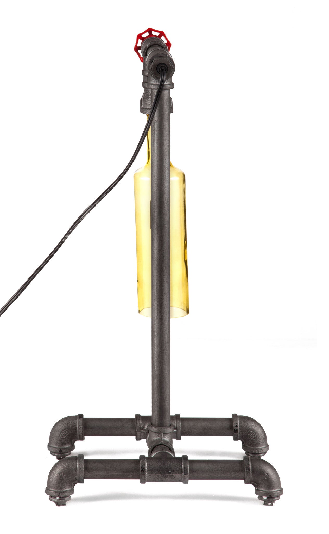 Amber Table Lamp Gray & Orange Glass