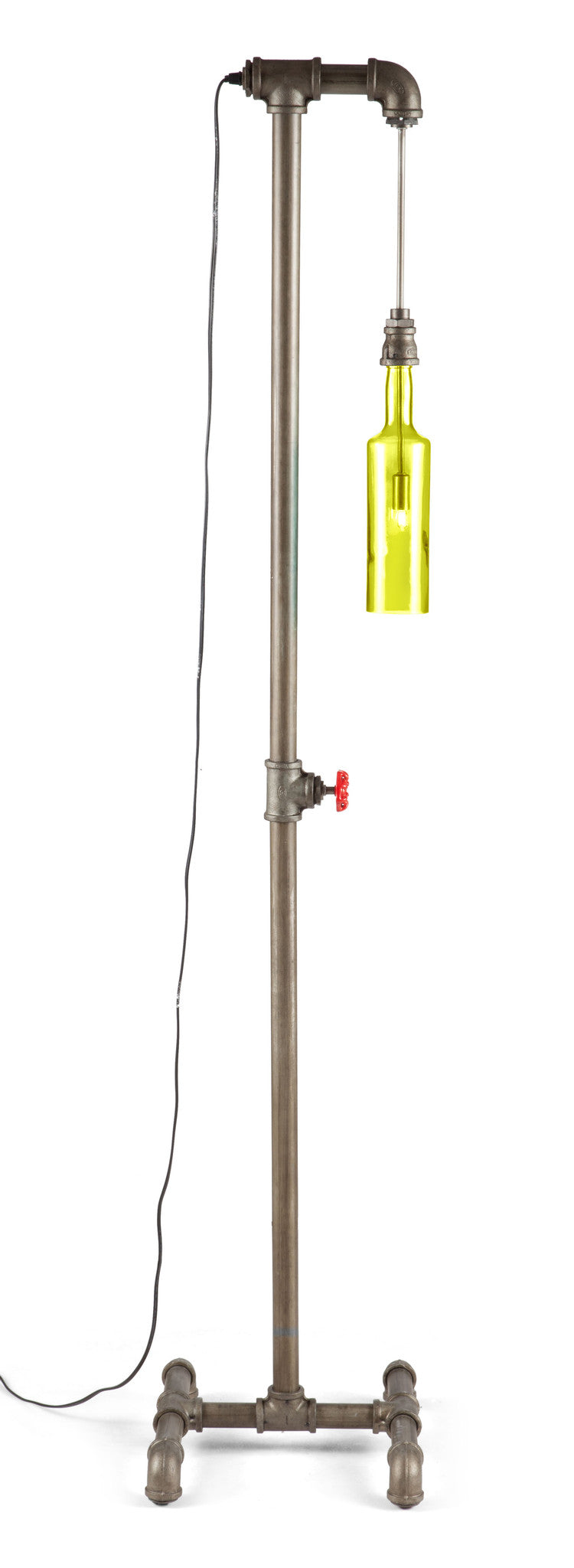 Port Huron Floor Lamp Brass & Green Glass