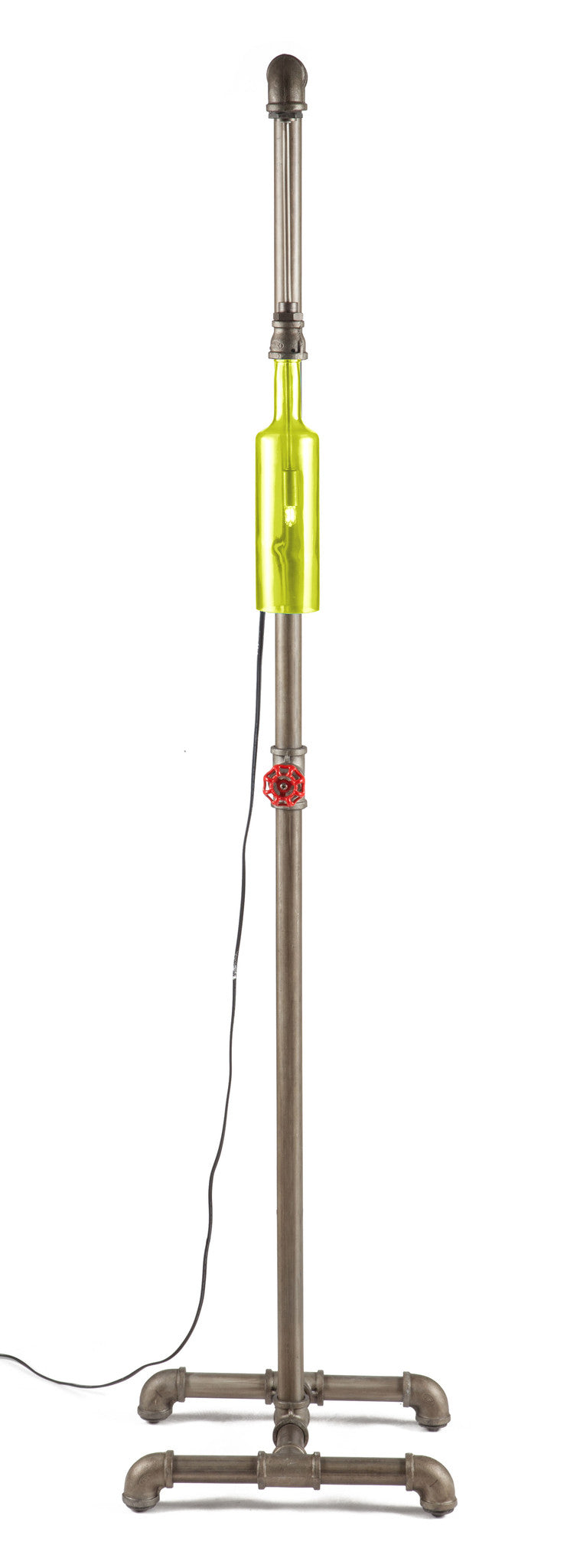 Port Huron Floor Lamp Brass & Green Glass