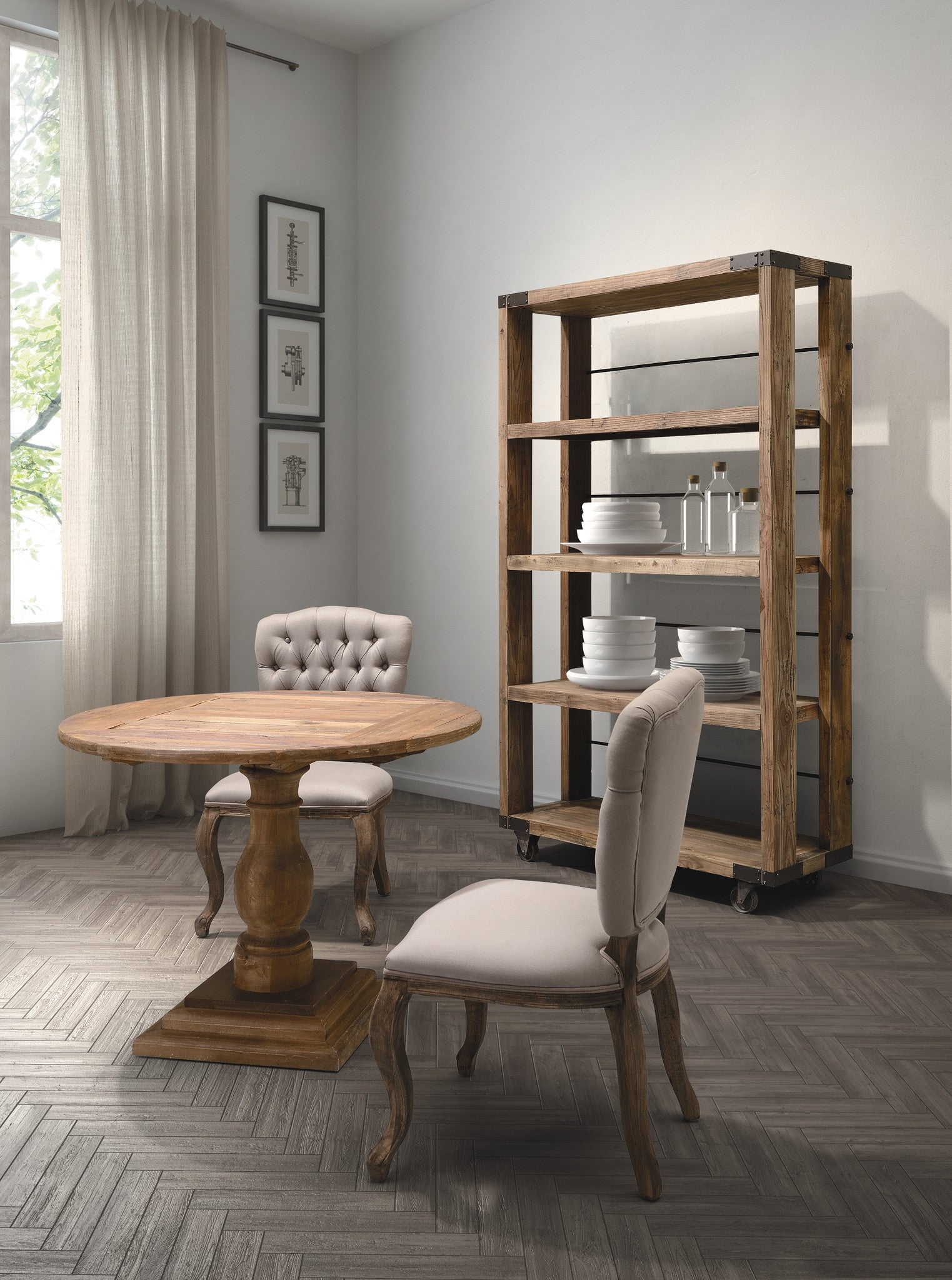 Nahant Wide 4 Level Shelf Distressed Natural