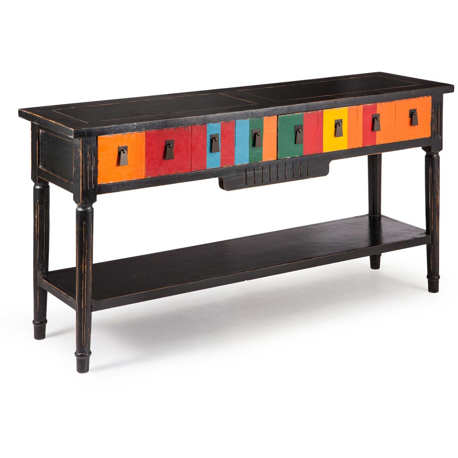 Vale Console Table Multicolor Distressed Black