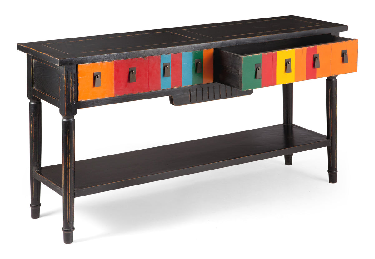 Vale Console Table Multicolor Distressed Black