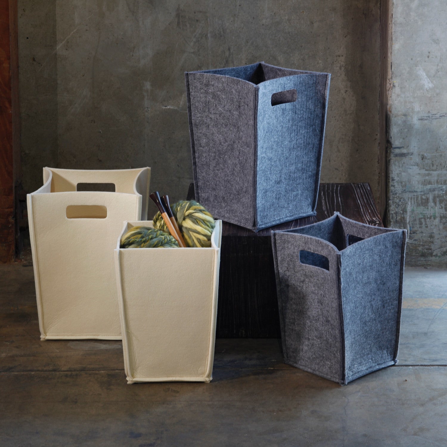 Olt Felt Square Wastebasket Gray