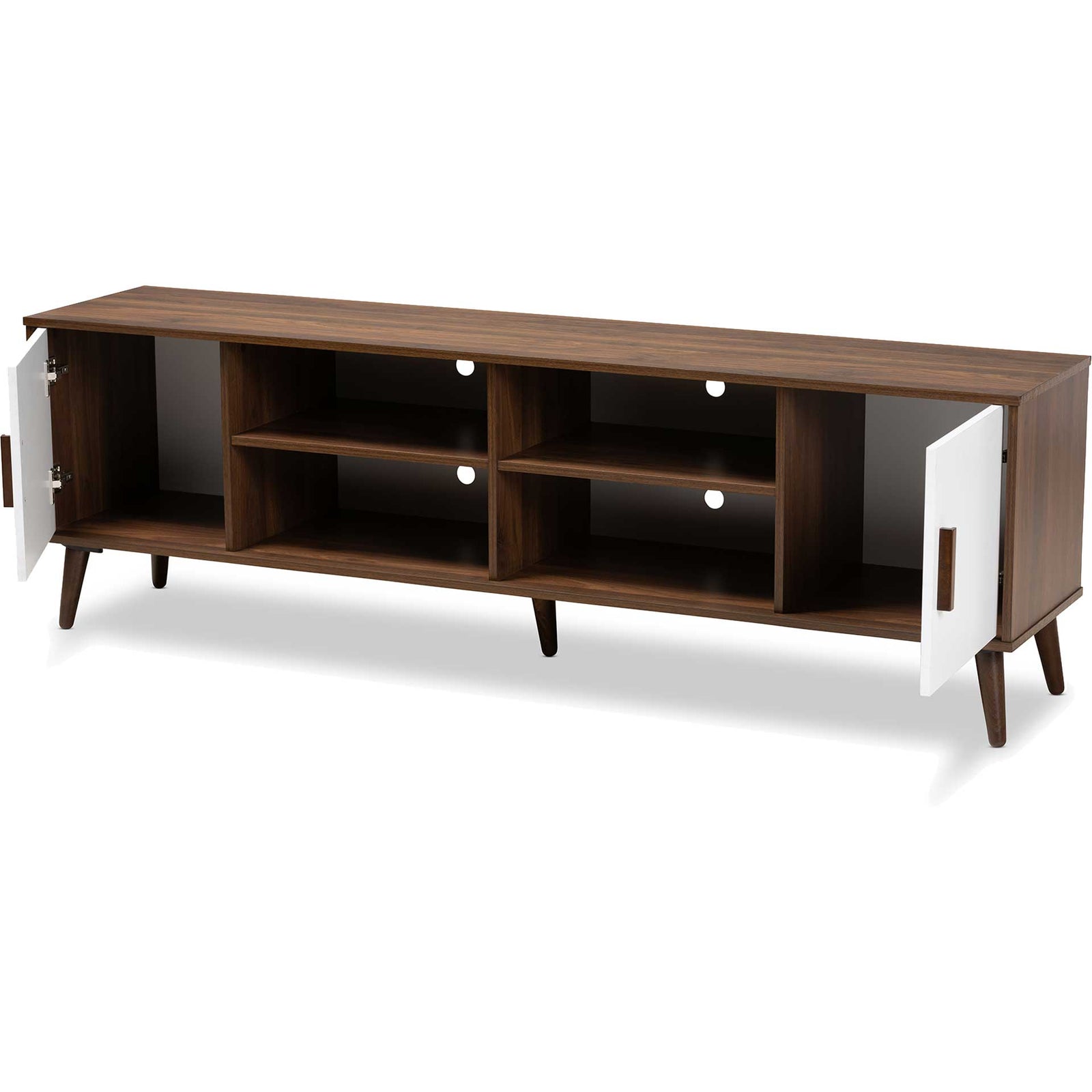 Quan 2-Door TV Stand Walnut/White