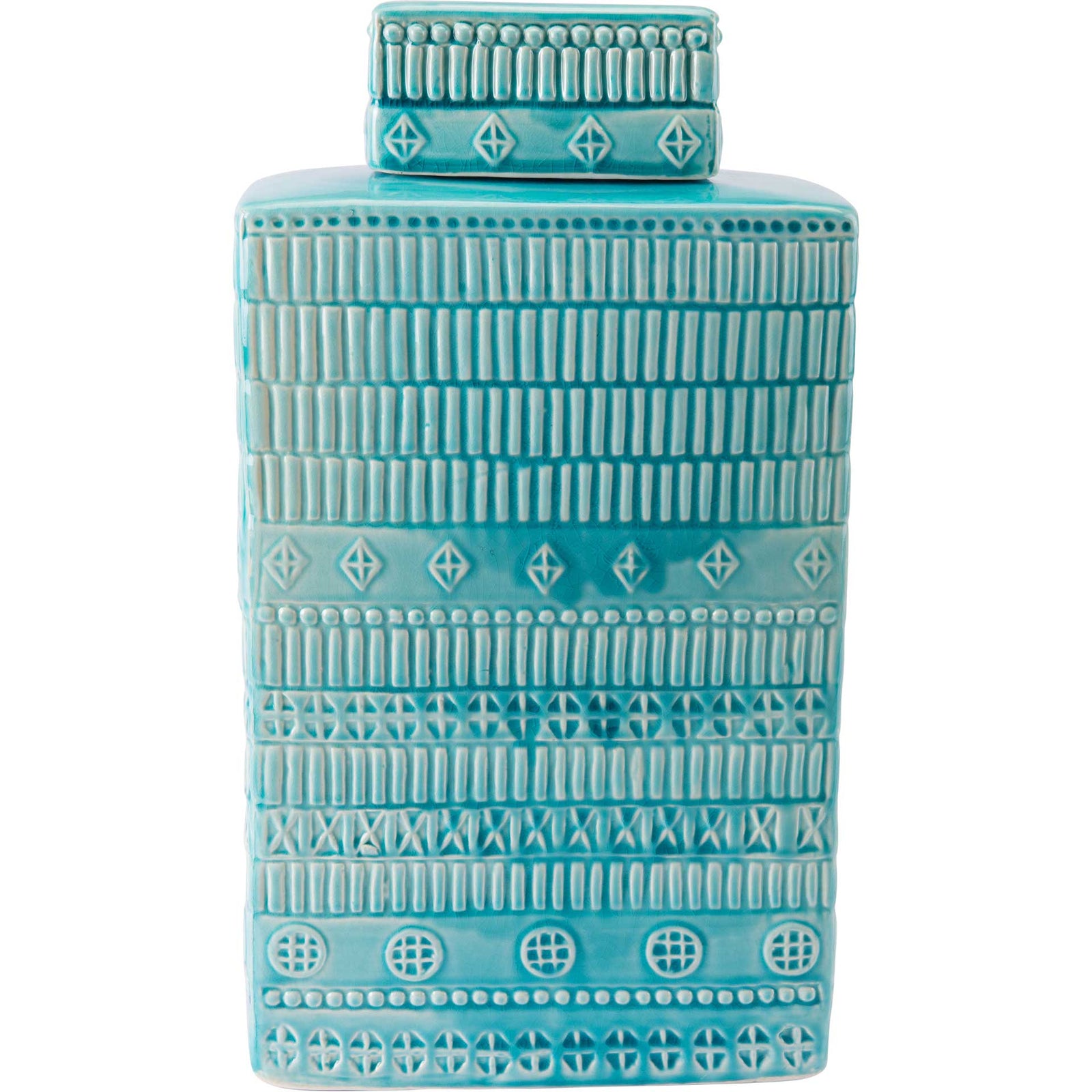 Tribal Covered Jar Blue