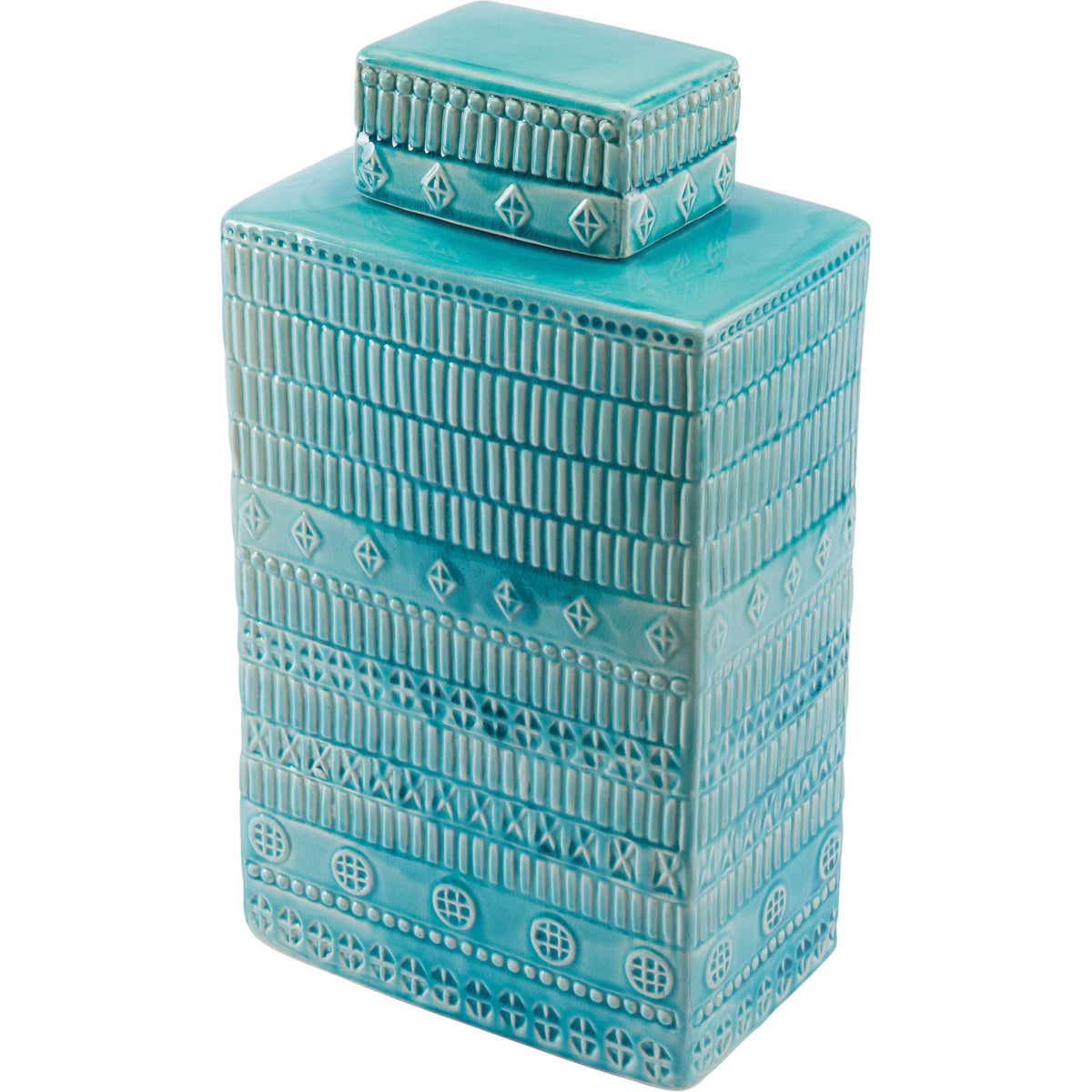 Tribal Covered Jar Blue
