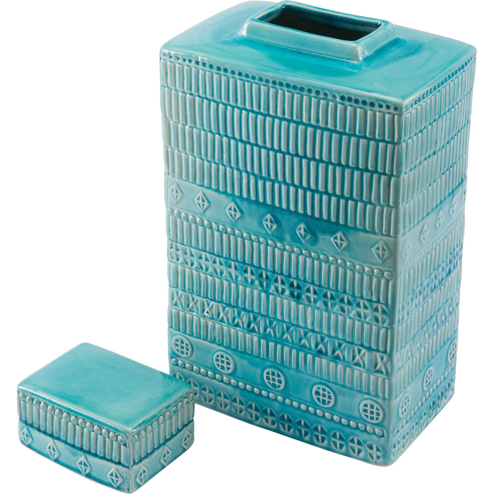 Tribal Covered Jar Blue