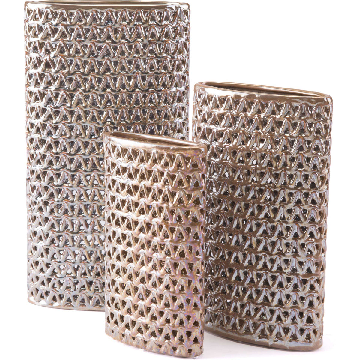 Chevron Vase Pearl Yellow