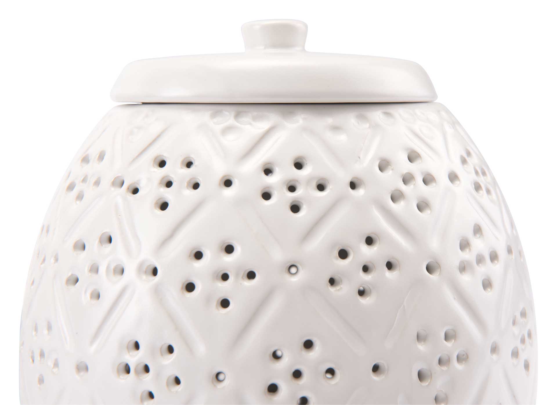 Floral Covered Jar White