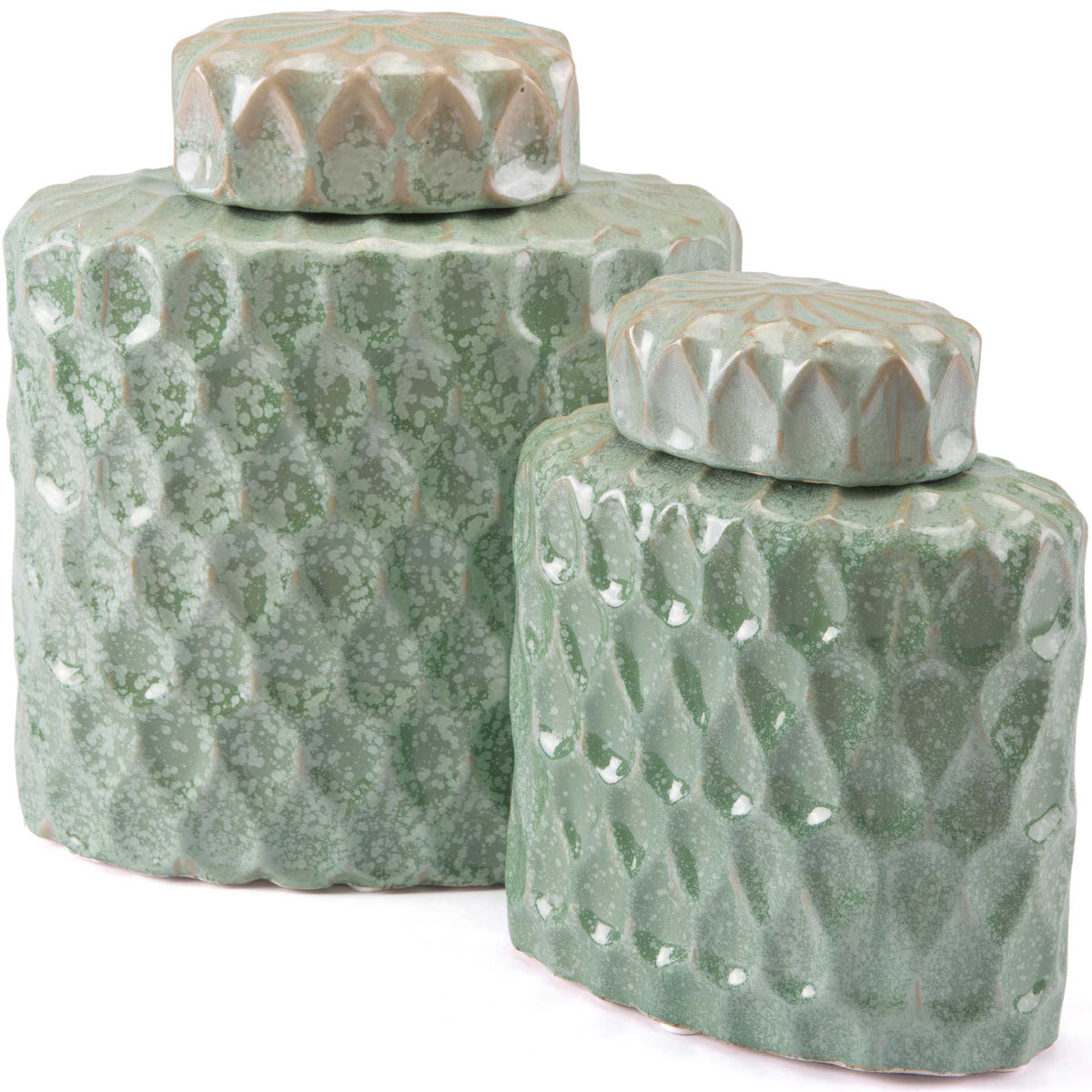 Lattice Covered Jar Green