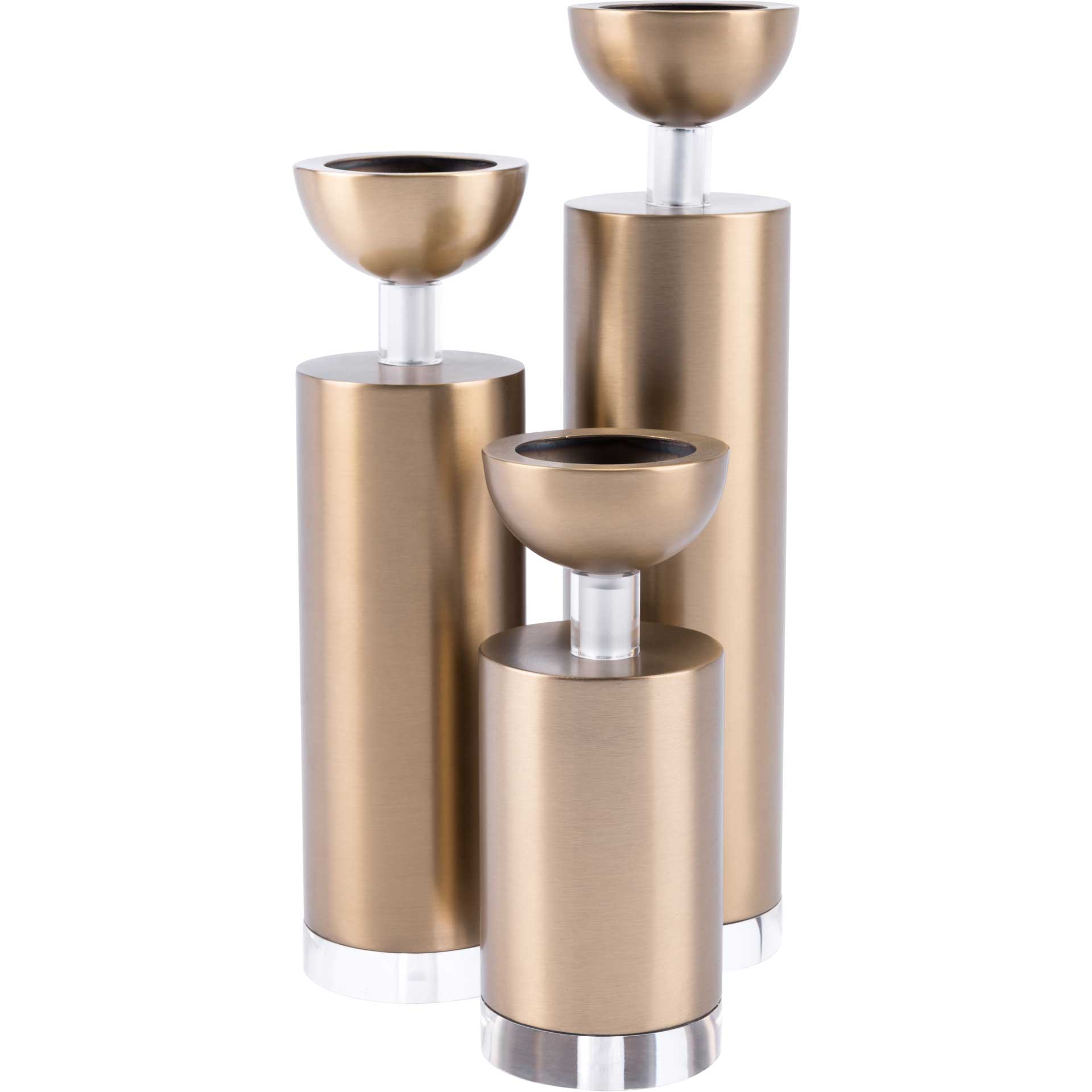 Cylinder Candle Holder Gold
