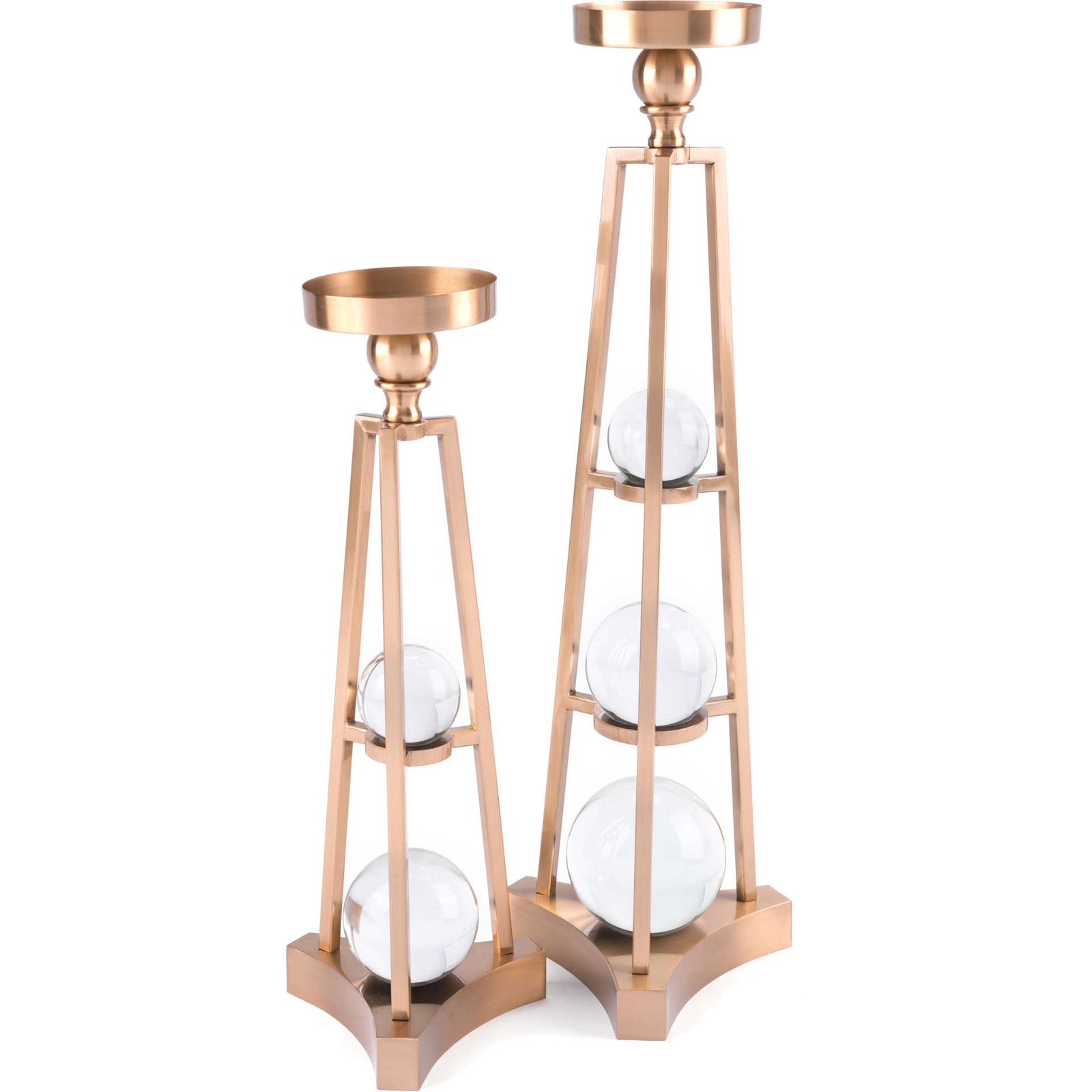 Candle Holder With Orbs Antique Brass