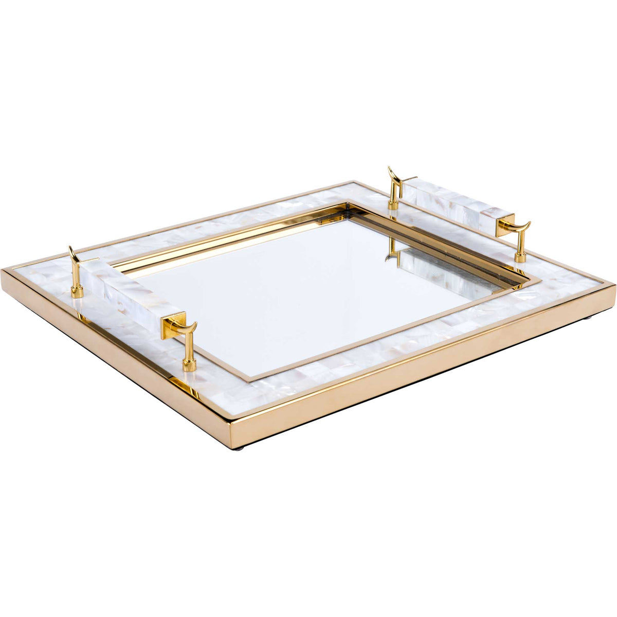 Mother of Pearl Horn Handle Tray White