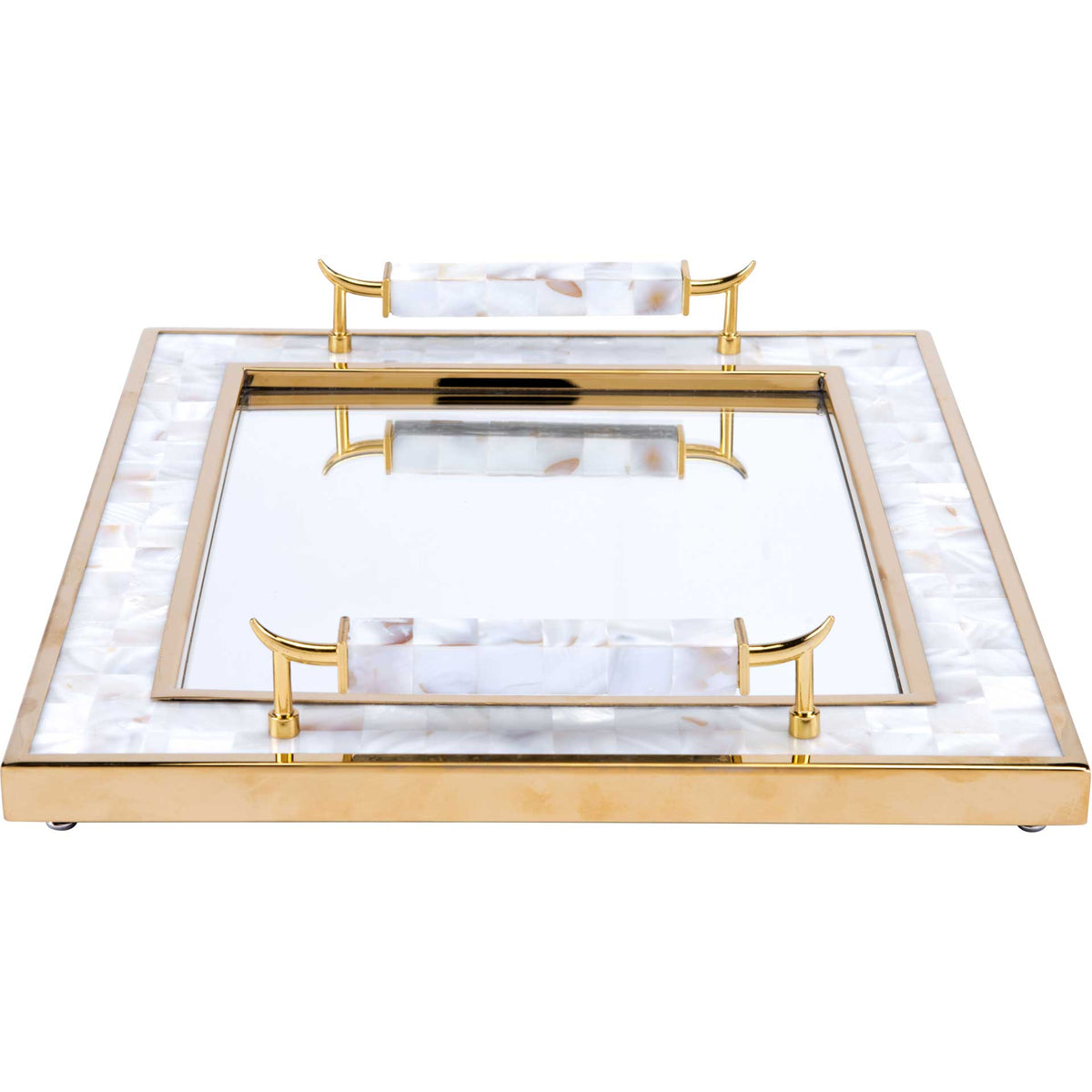 Mother of Pearl Horn Handle Tray White