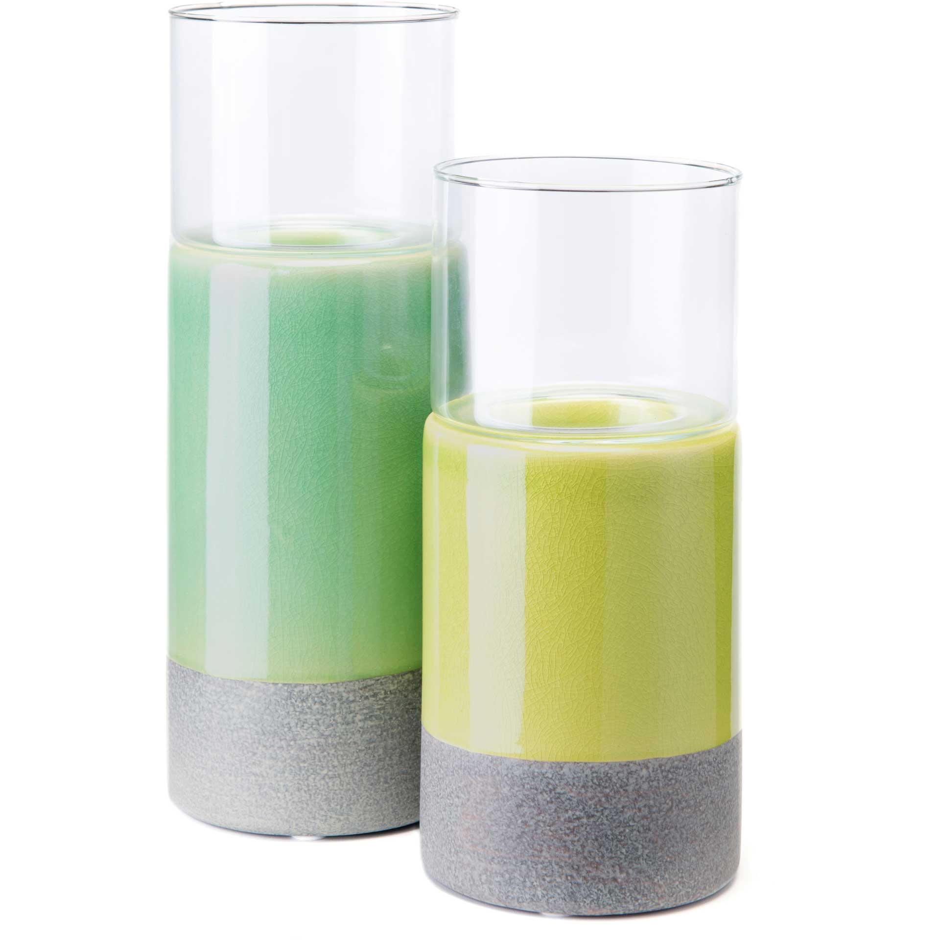 Stoneware Candle Holder Green/Gray