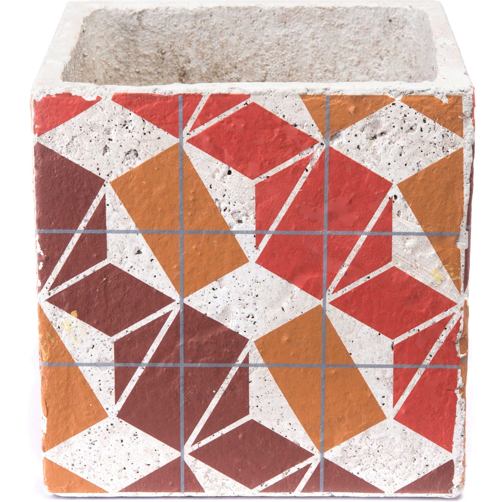 Cement Leaves Planter Brown/White