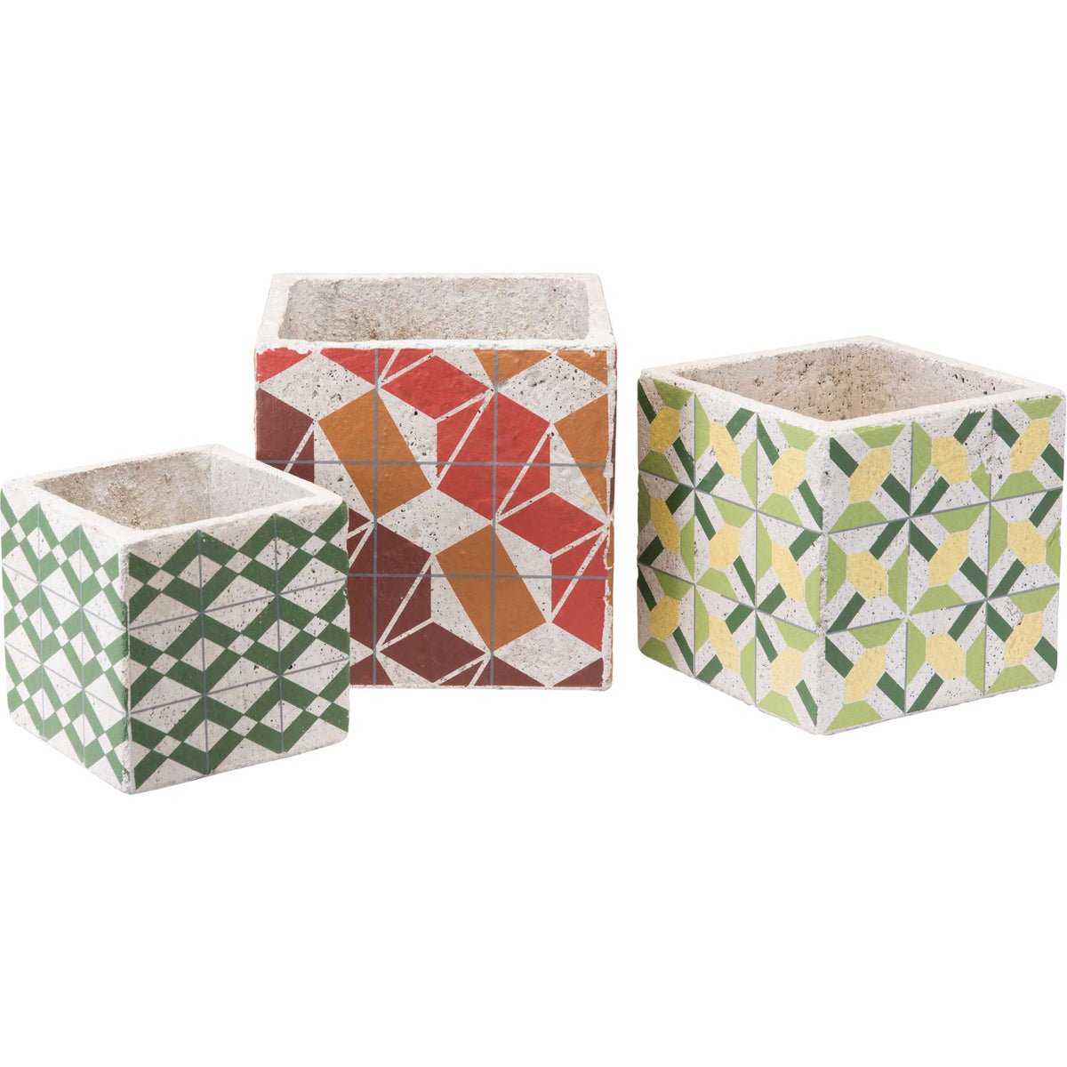 Cement Tribal Planter Green