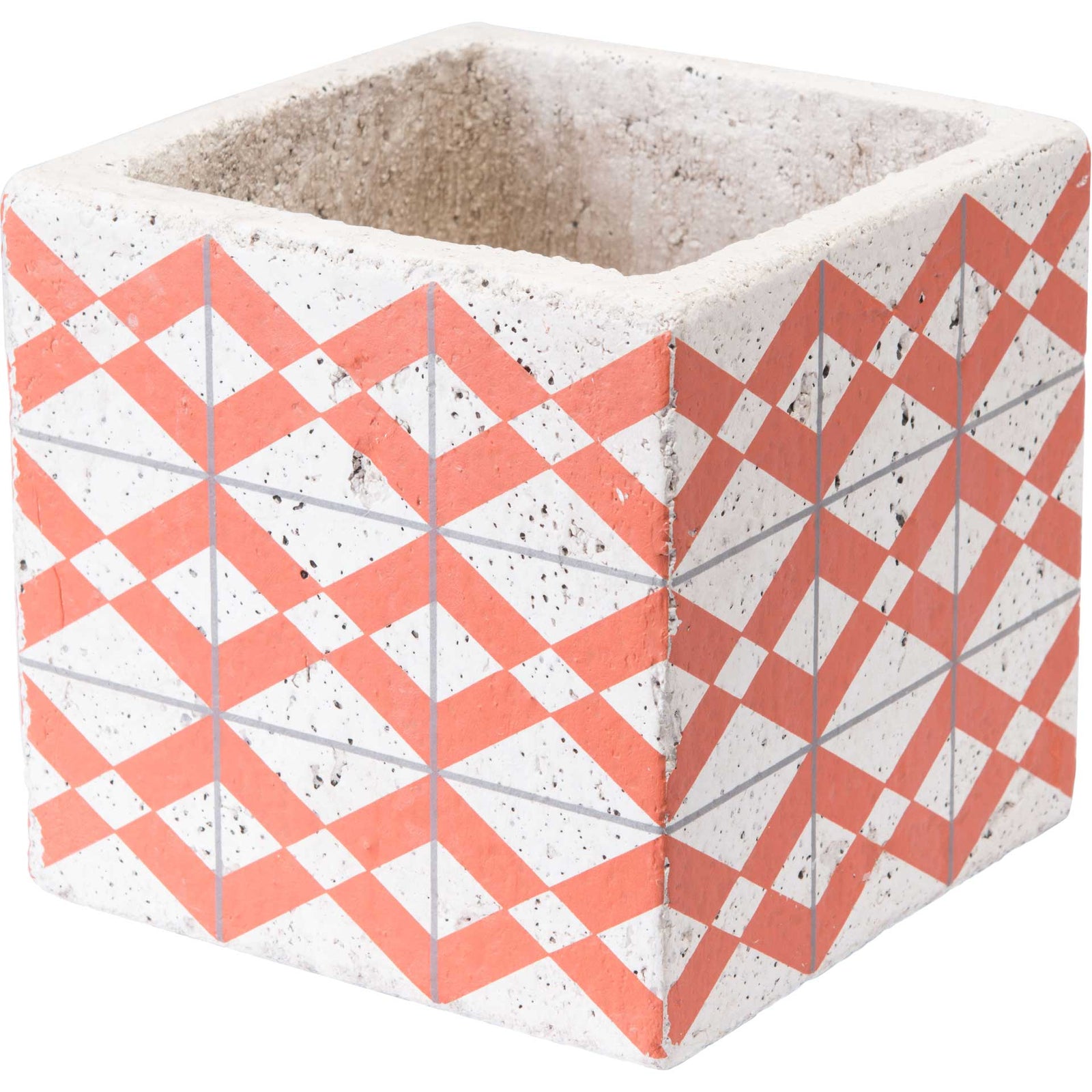 Cement Triangles Planter Orange/White