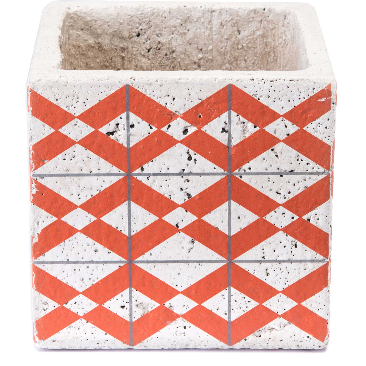 Cement Triangles Planter Orange/White