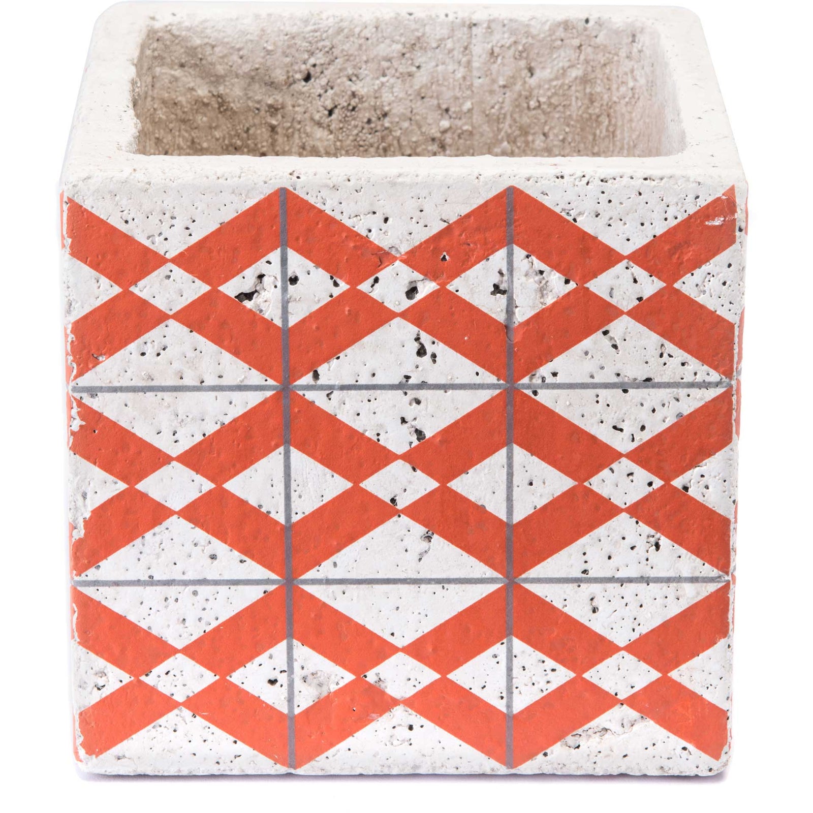 Cement Triangles Planter Orange/White