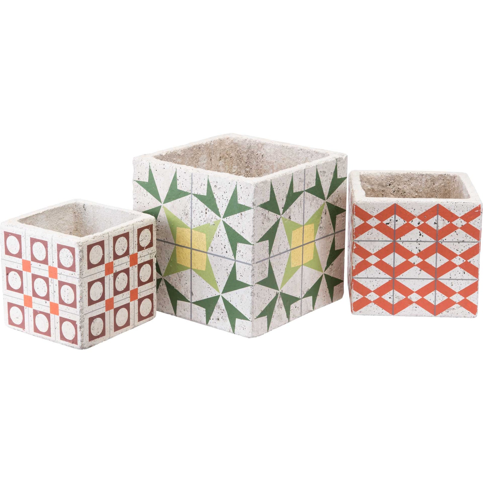 Cement Squares Planter Red/Orange