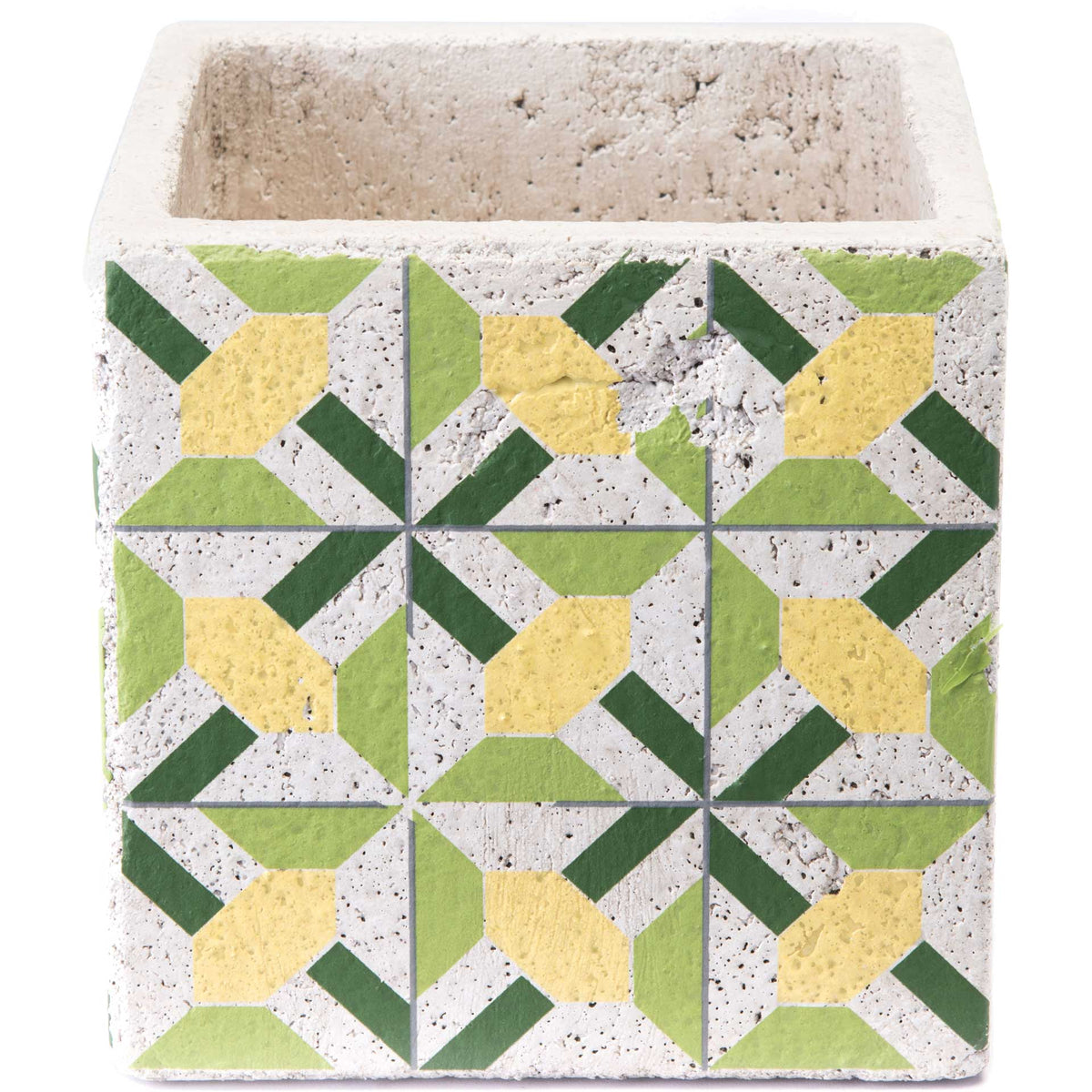 Cement Flower Planter Green/Yellow