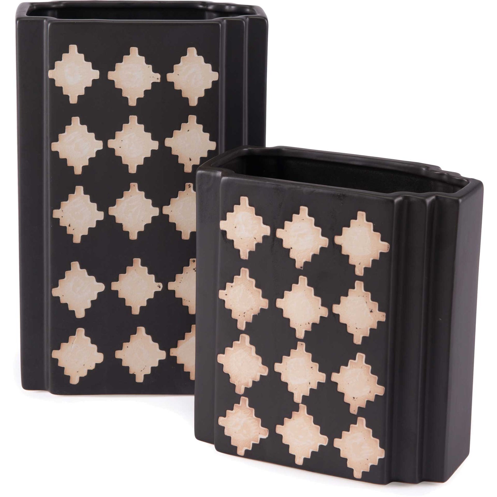 Pampa Rectangular Vase Black/Beige