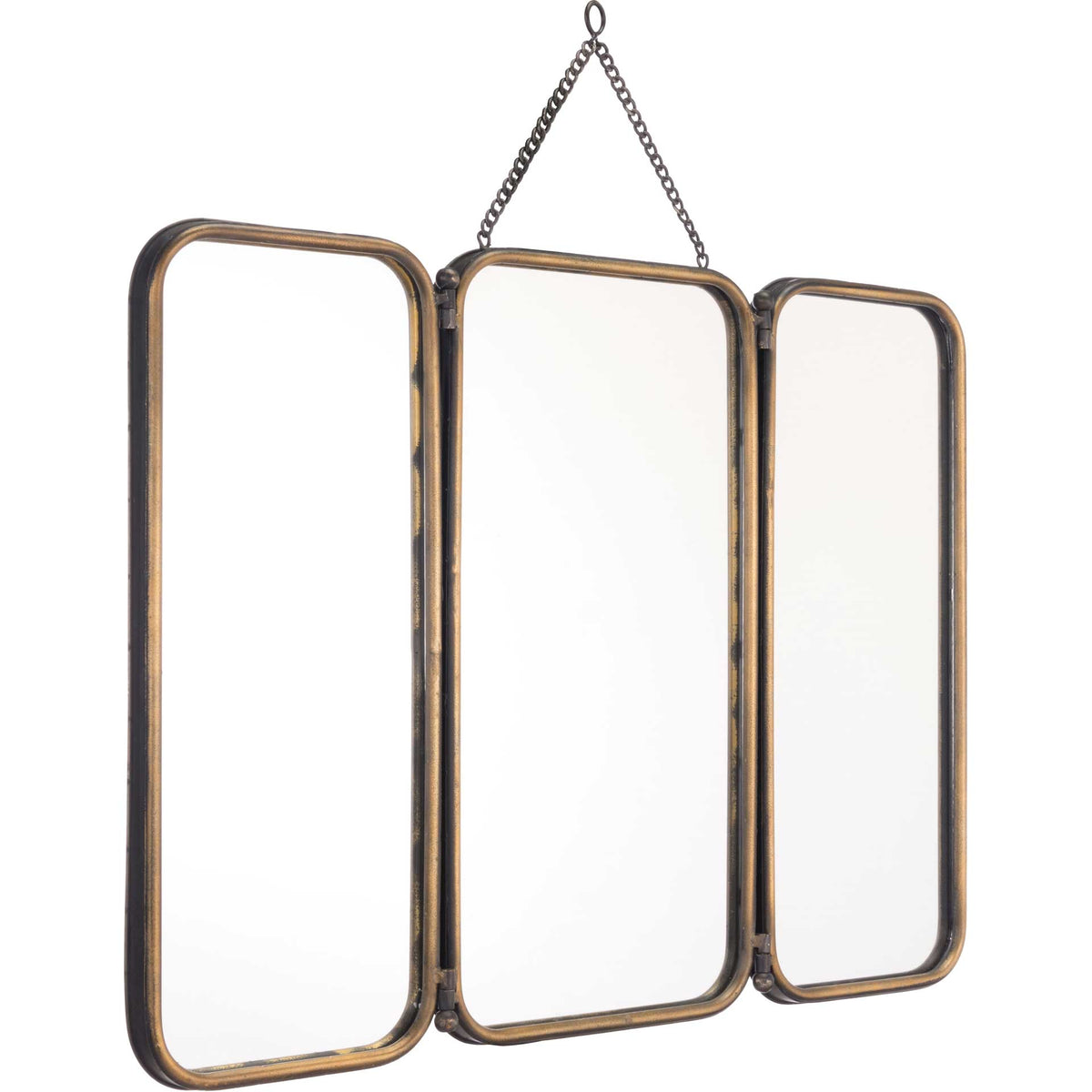 Antique Tri Section Mirror Gold