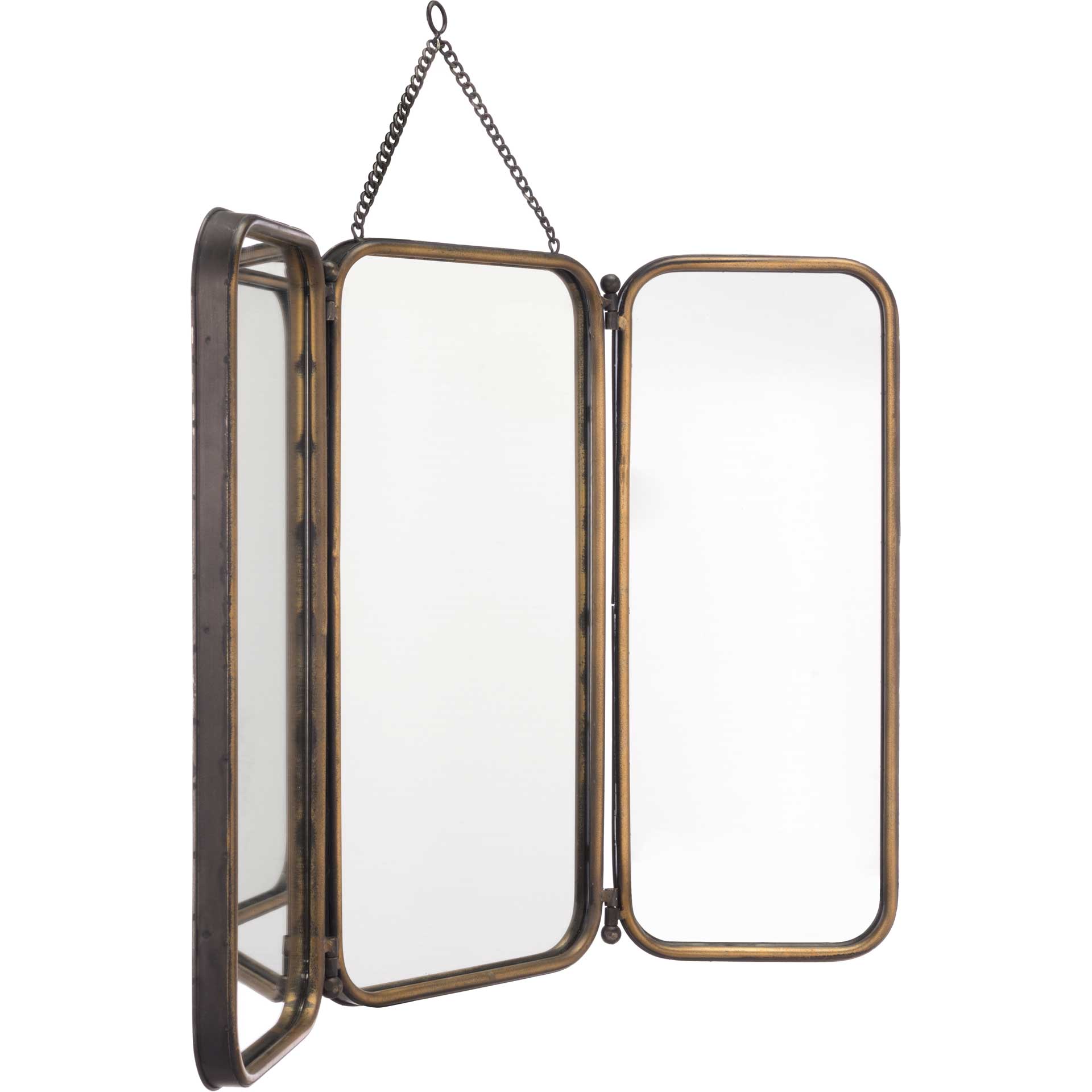 Antique Tri Section Mirror Gold