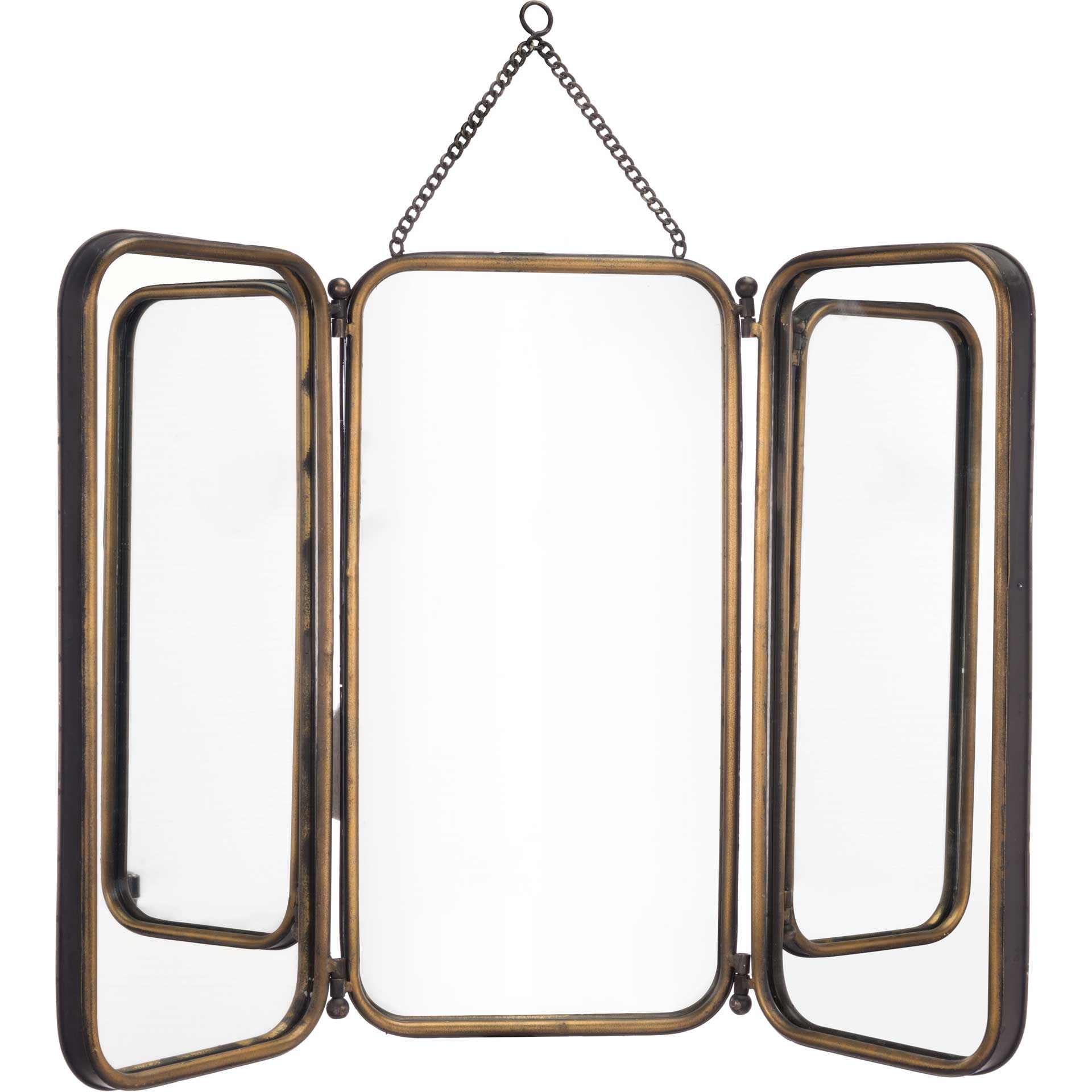 Antique Tri Section Mirror Gold