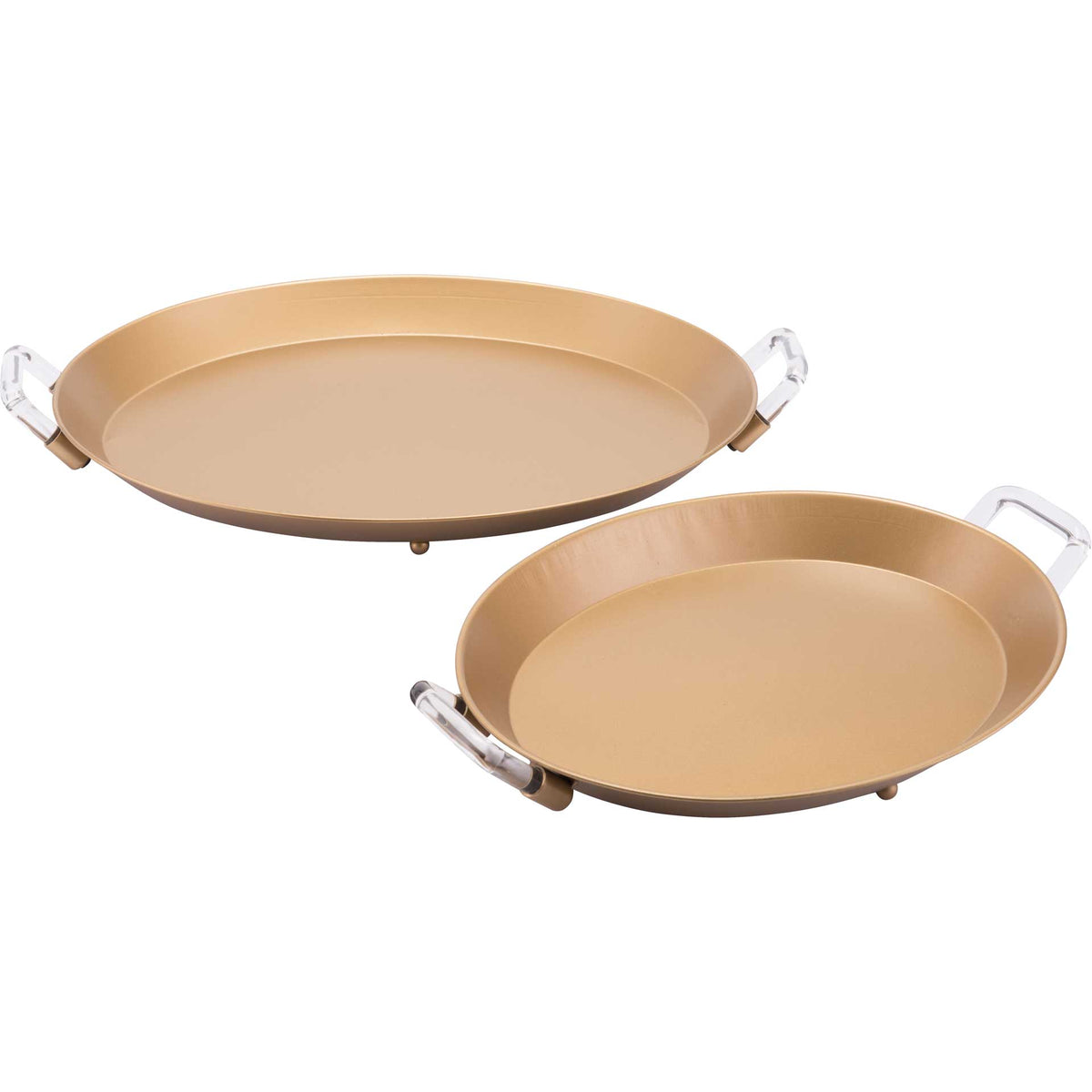 Rush Lucite Handle Tray Gold (Set of 2)