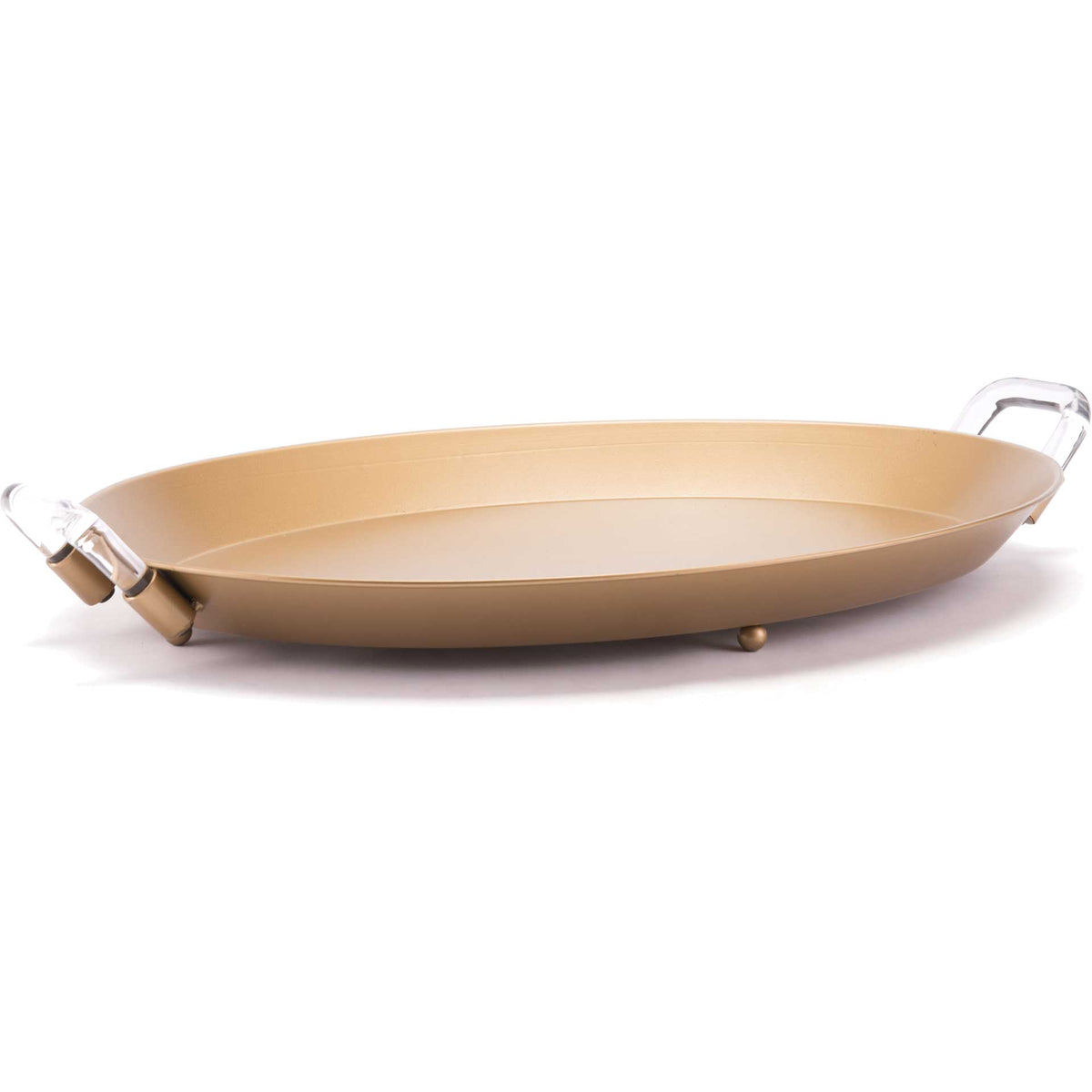 Rush Lucite Handle Tray Gold (Set of 2)