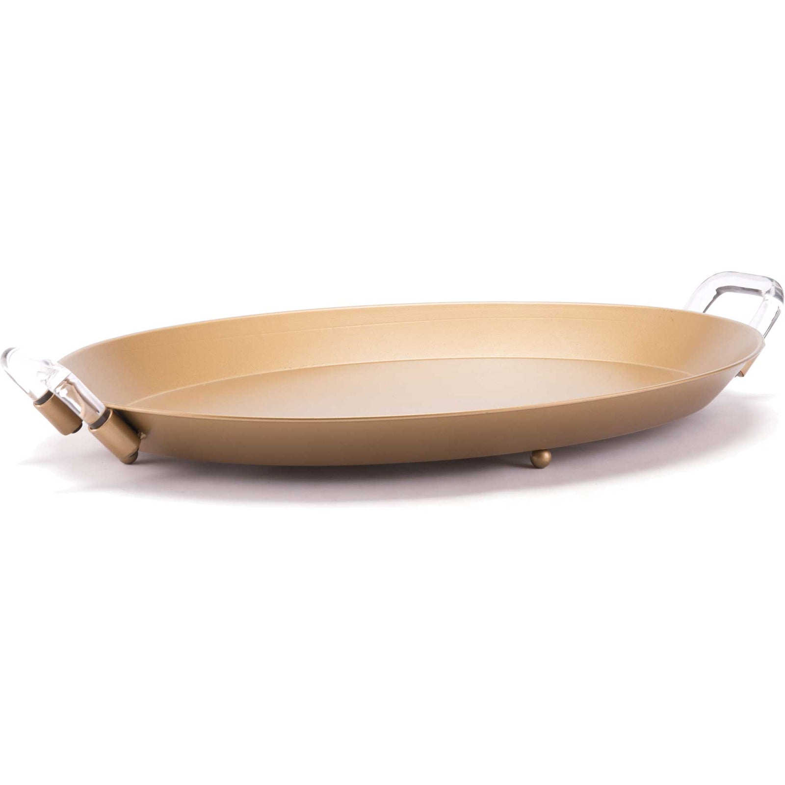 Rush Lucite Handle Tray Gold (Set of 2)