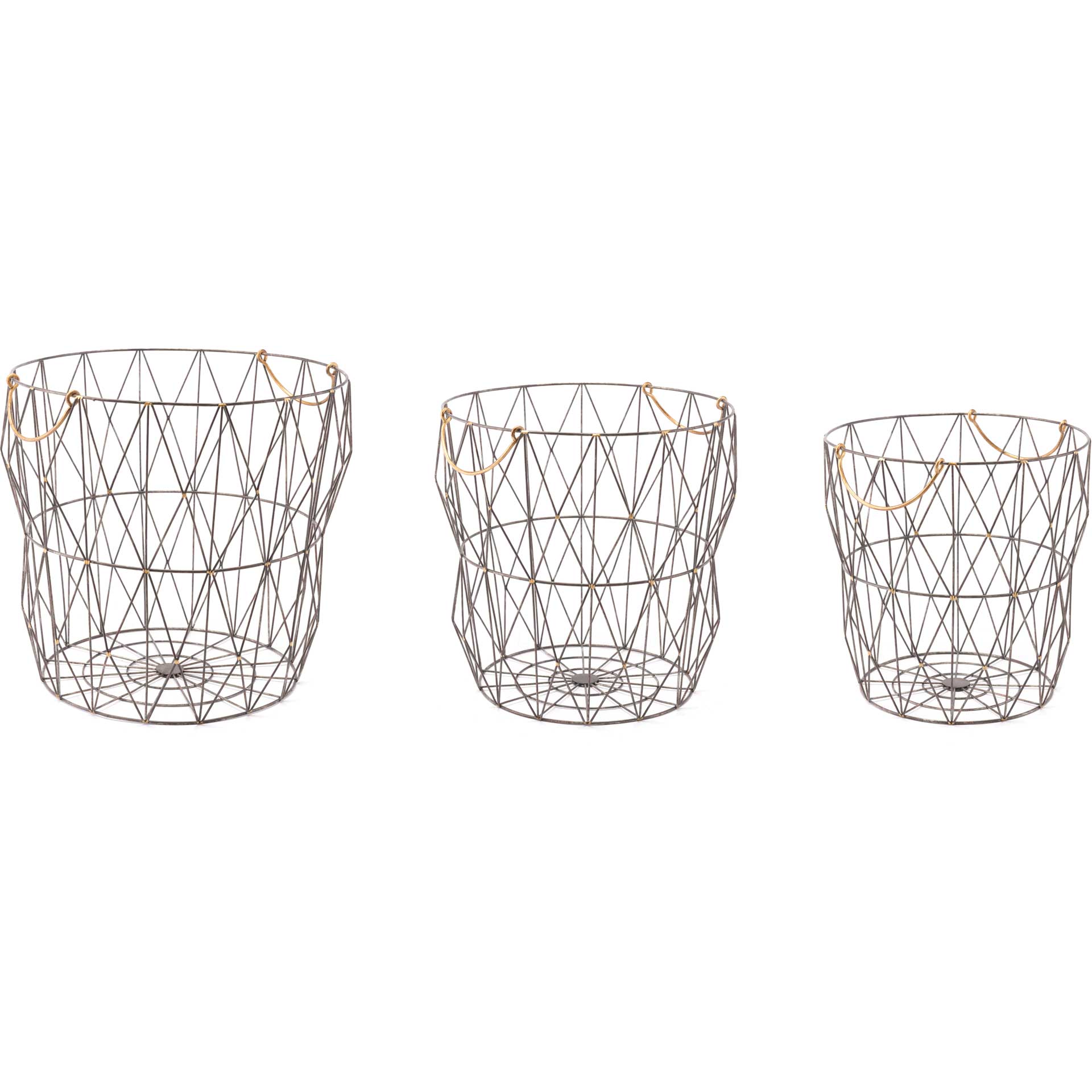 Geometric Wire Basket Antique (Set of 3)