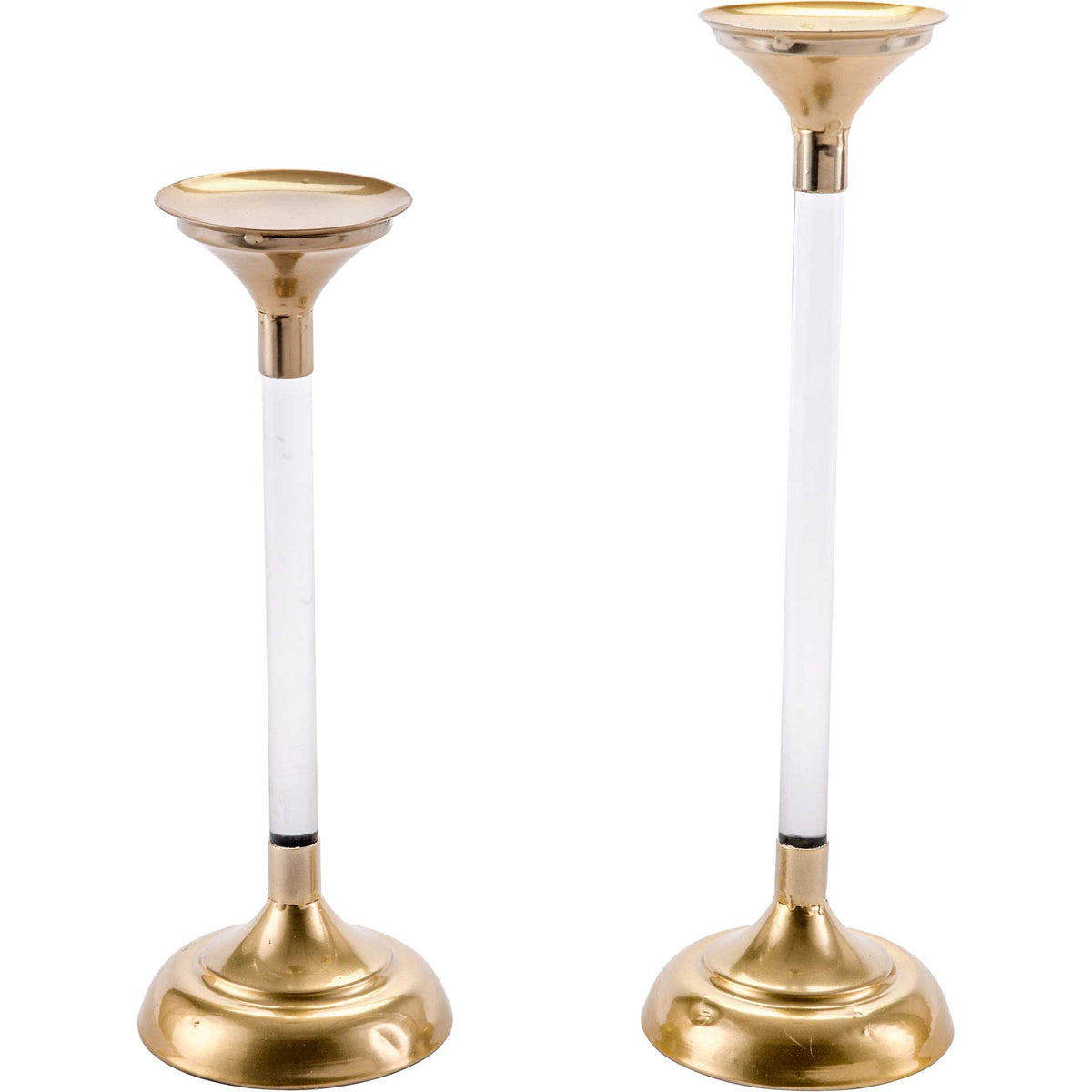 Elle Lucite Candle Holders Gold (Set of 2)