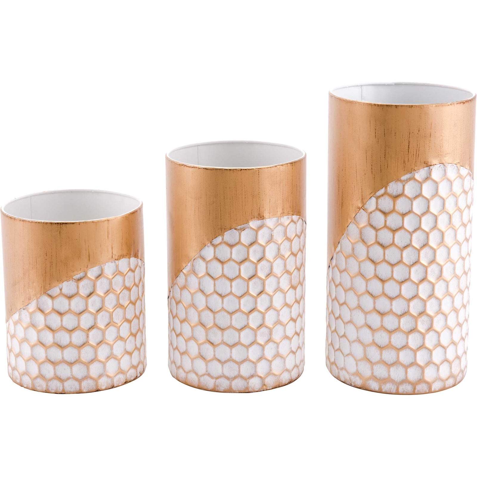 Honeycomb Candle Holders Gold (Set of 3)