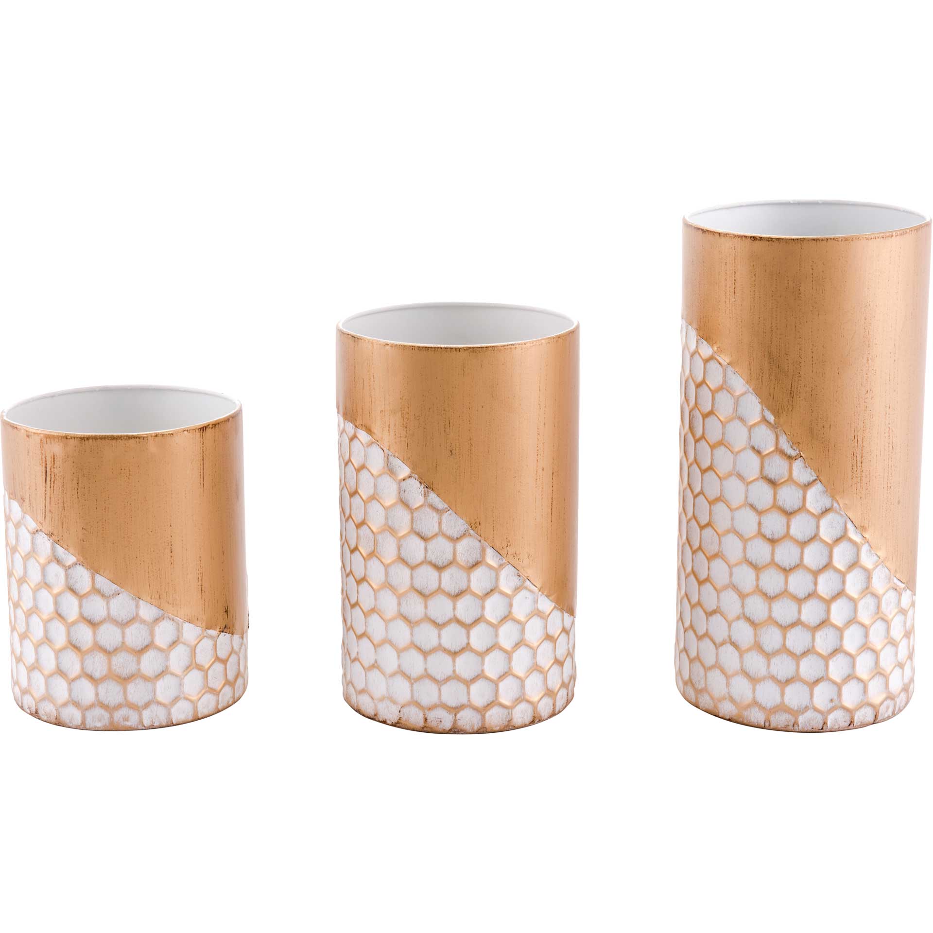 Honeycomb Candle Holders Gold (Set of 3)