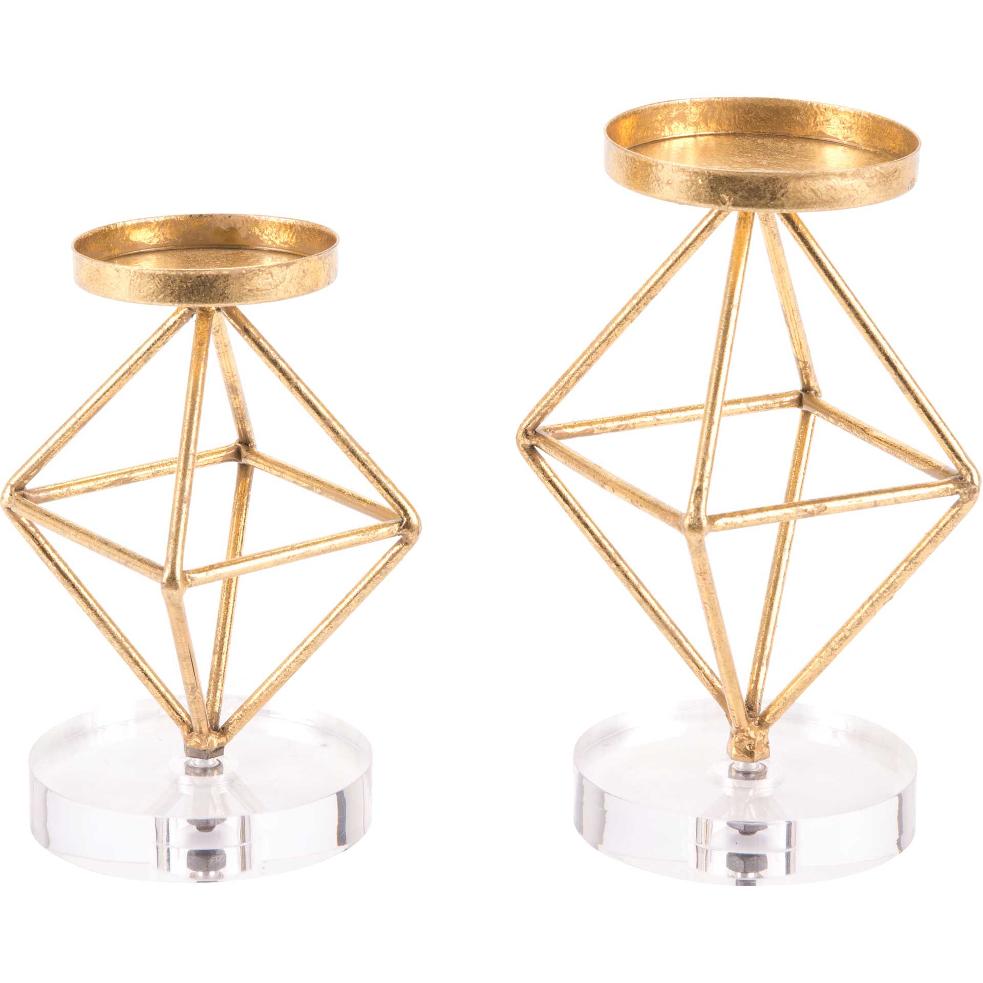 Rhombus Candle Holders Gold (Set of 2)