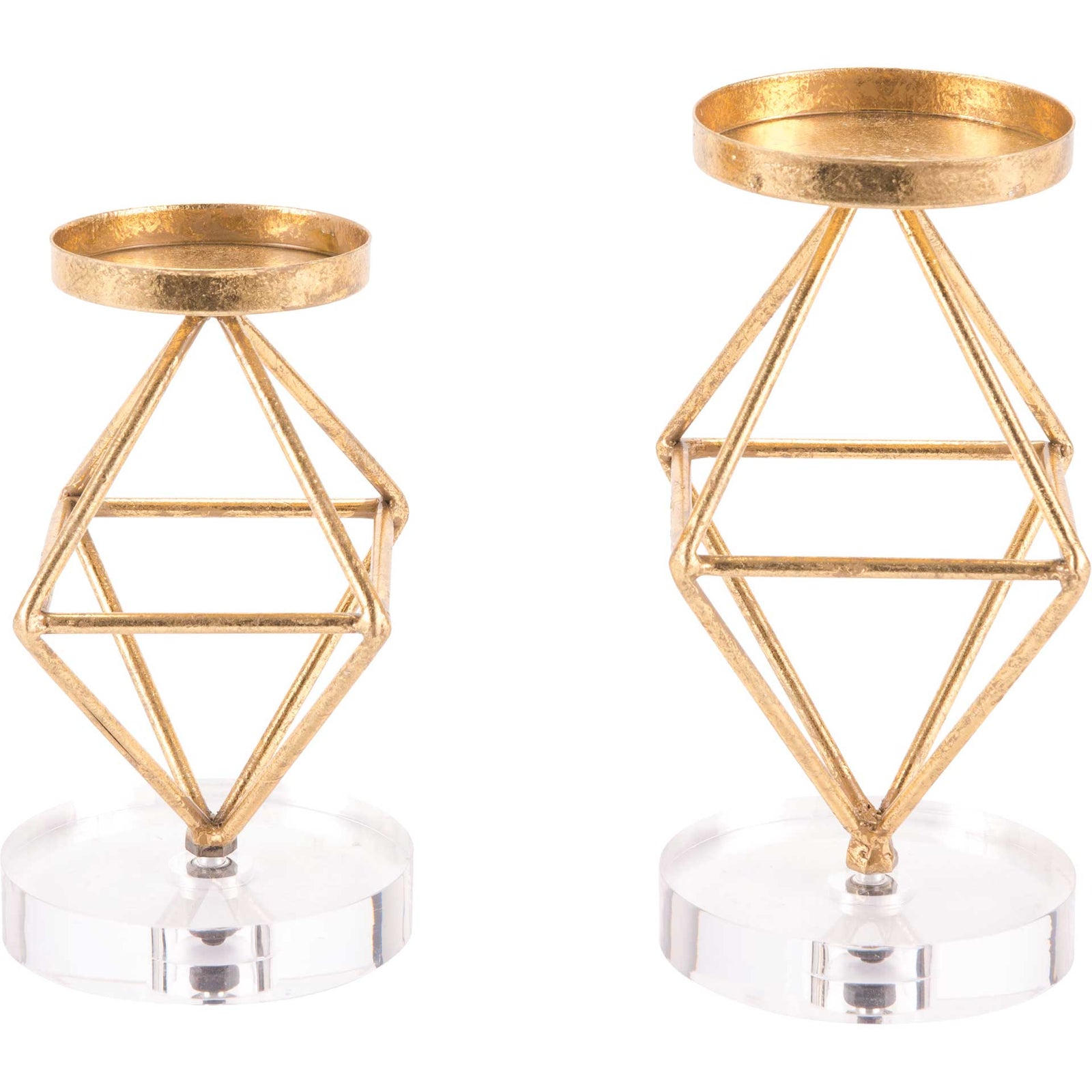 Rhombus Candle Holders Gold (Set of 2)