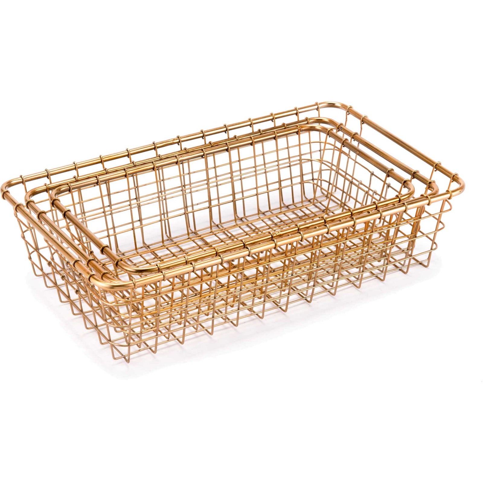 Wired Rectangular Basket Gold (Set of 3)