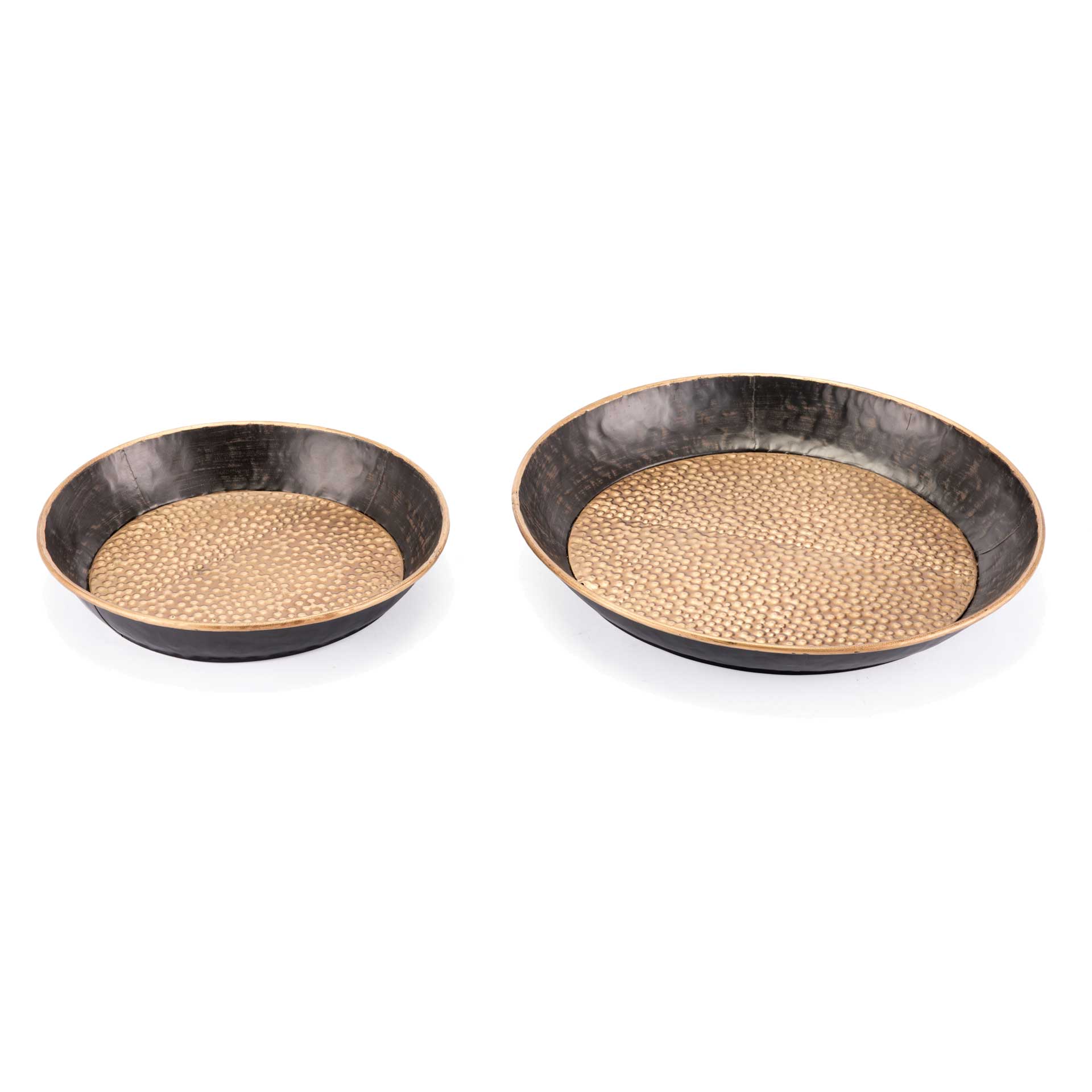 Hammered Metal Tray Antique (Set of 2)