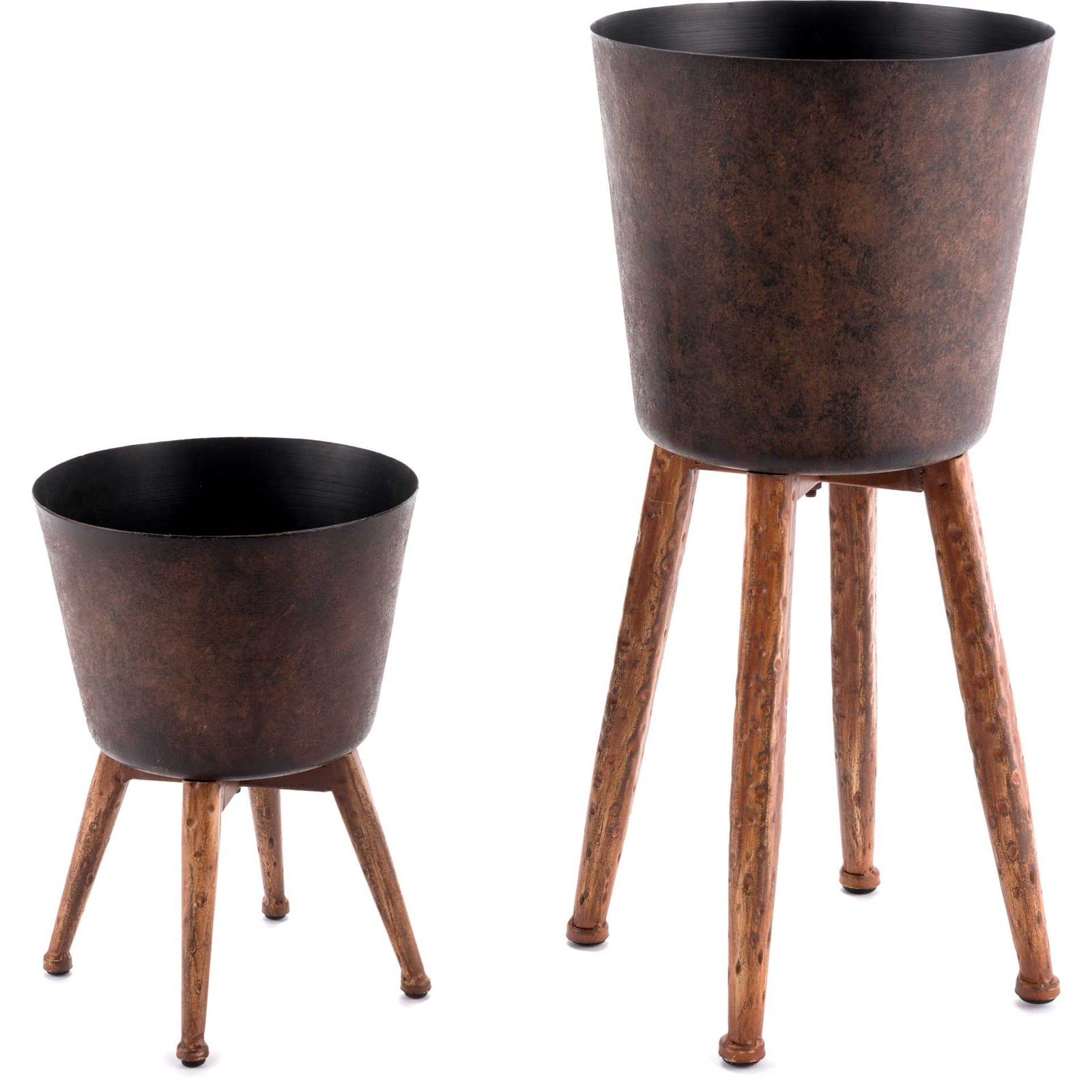 Distressed Metal Planter Gold