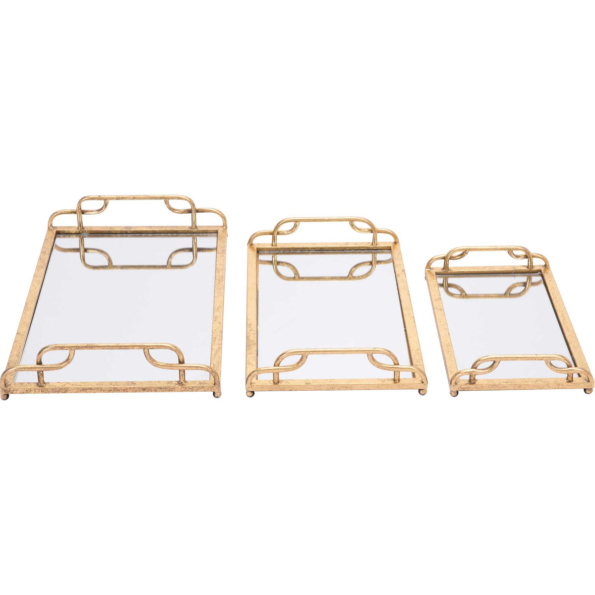 Eris Mirrored Tray Gold (Set of 3)