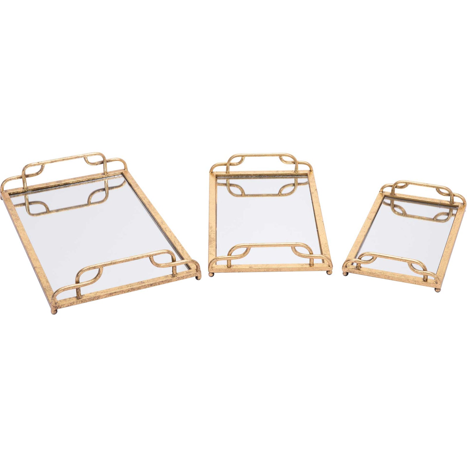 Eris Mirrored Tray Gold (Set of 3)