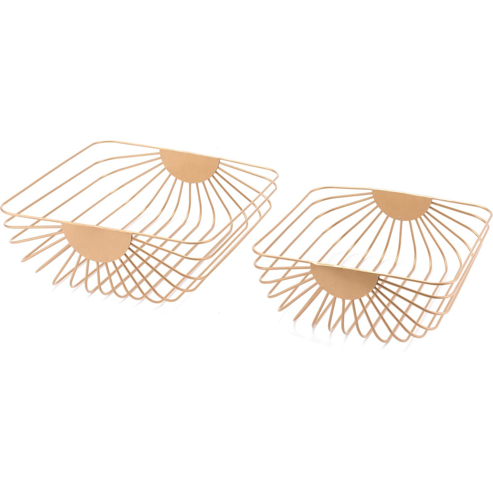 Wired Basket Tray Gold (Set of 2)