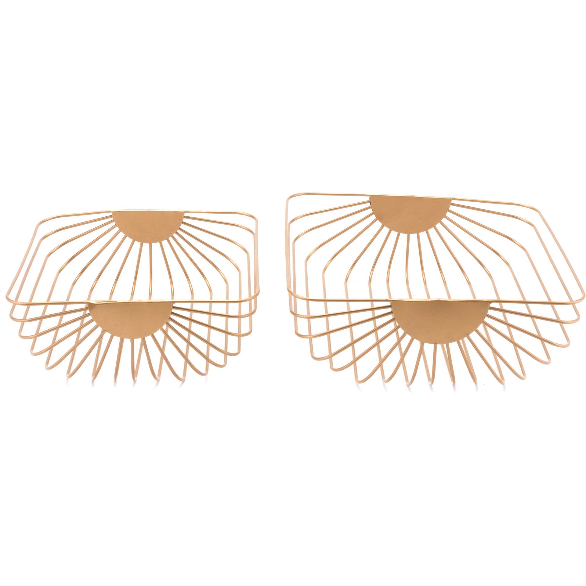 Wired Basket Tray Gold (Set of 2)