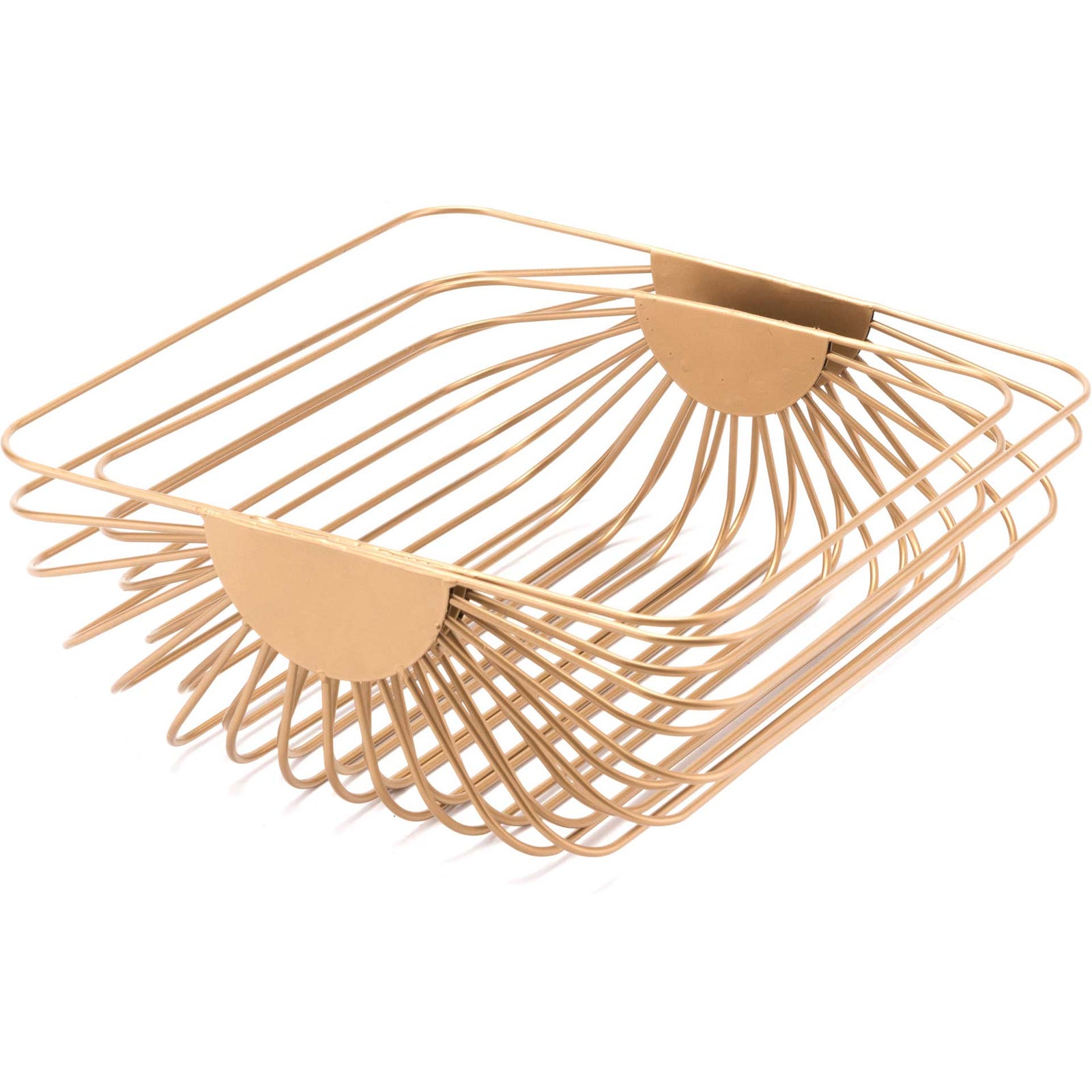 Wired Basket Tray Gold (Set of 2)