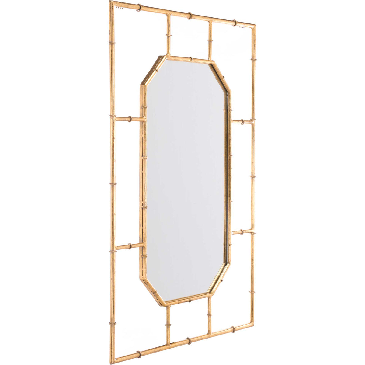 Bamboo Rectangular Mirror Gold