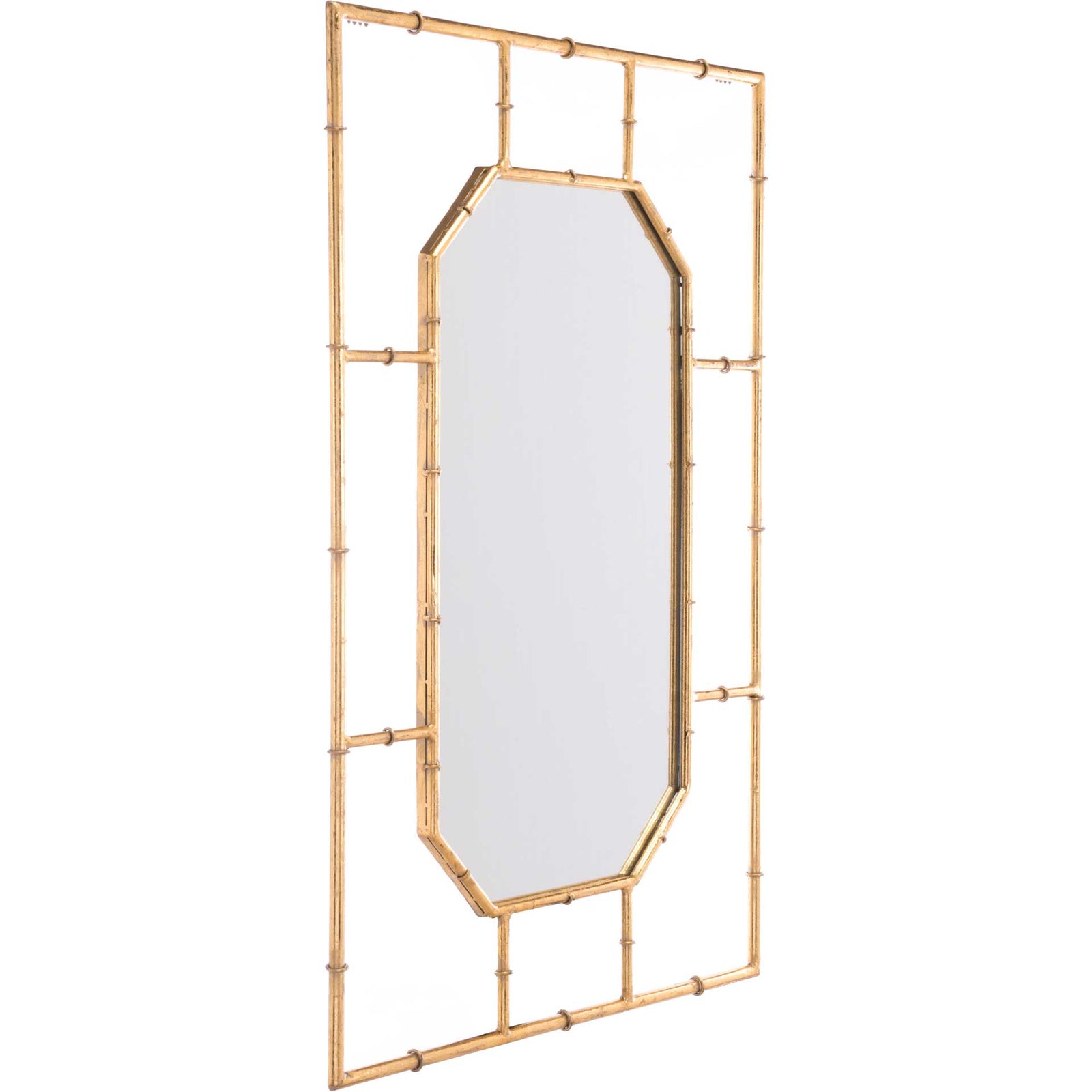 Bamboo Rectangular Mirror Gold